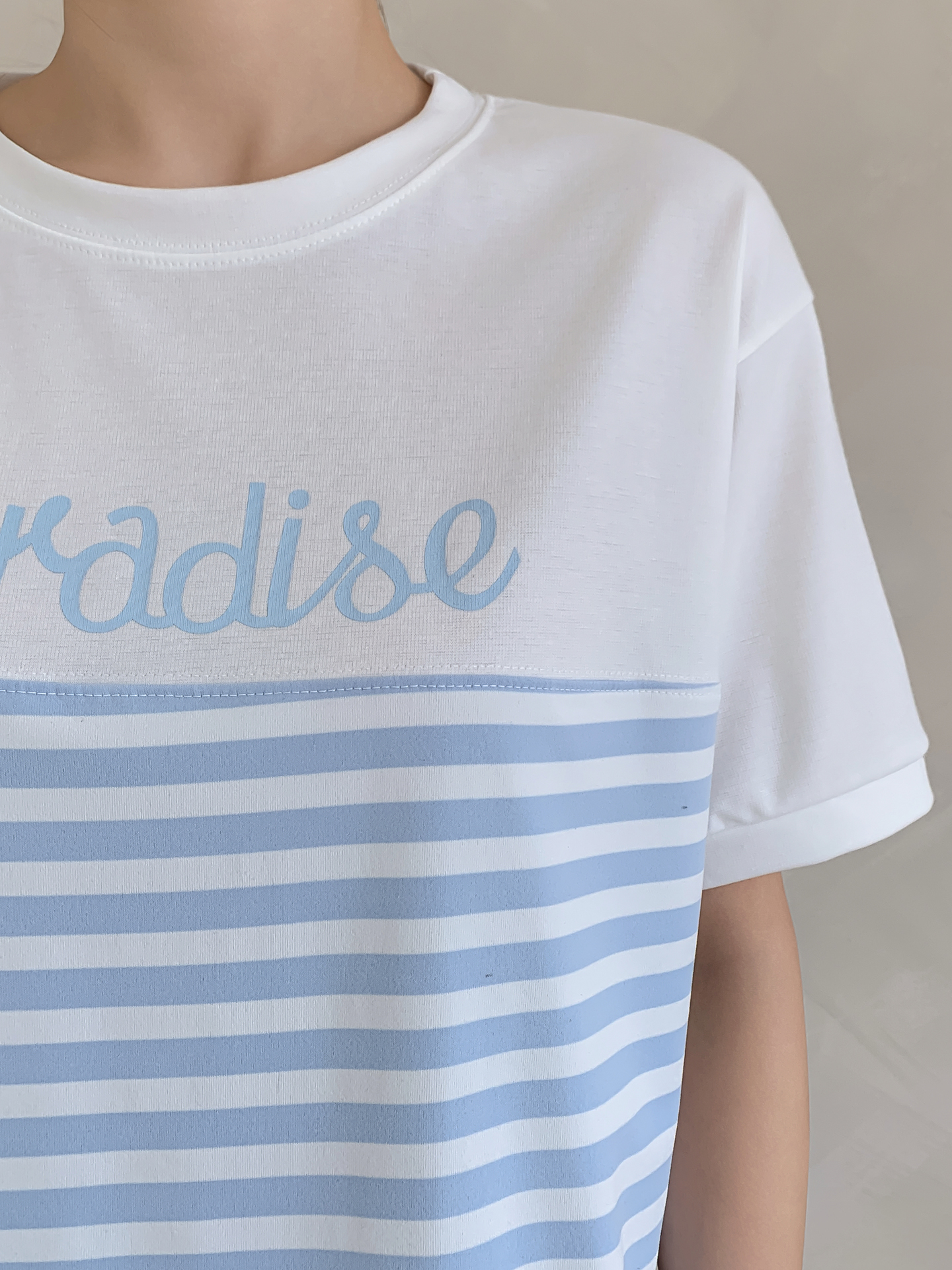 ラウンドネック半袖ロゴボーダーTシャツ | 詳細画像5