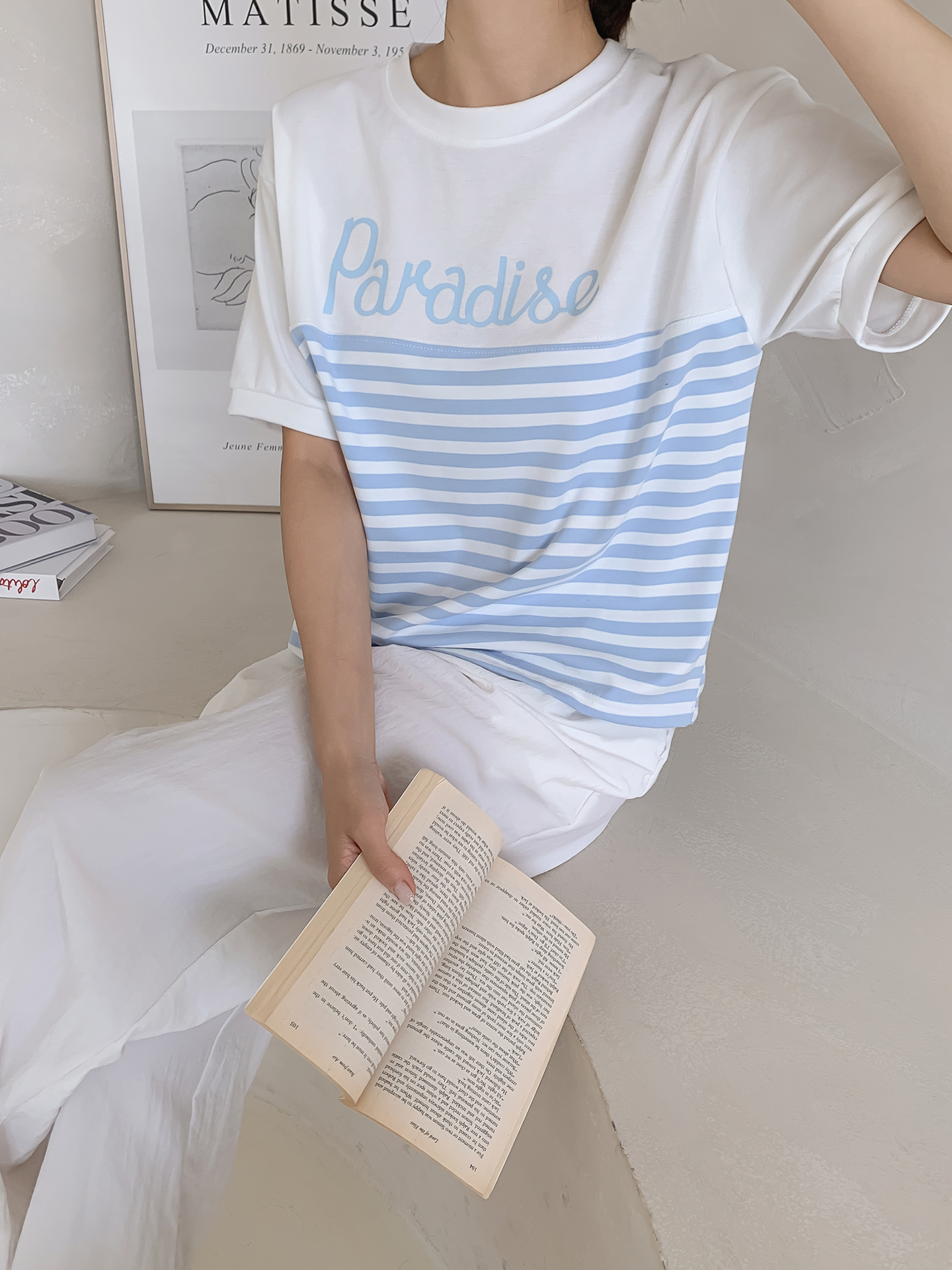 ラウンドネック半袖ロゴボーダーTシャツ | 詳細画像7