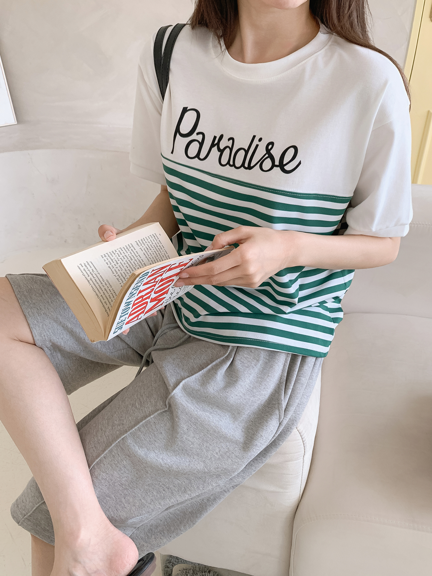 ラウンドネック半袖ロゴボーダーTシャツ | 詳細画像16