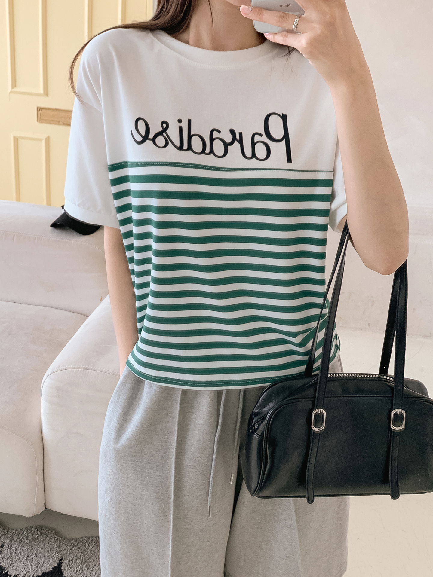 ラウンドネック半袖ロゴボーダーTシャツ | 詳細画像19