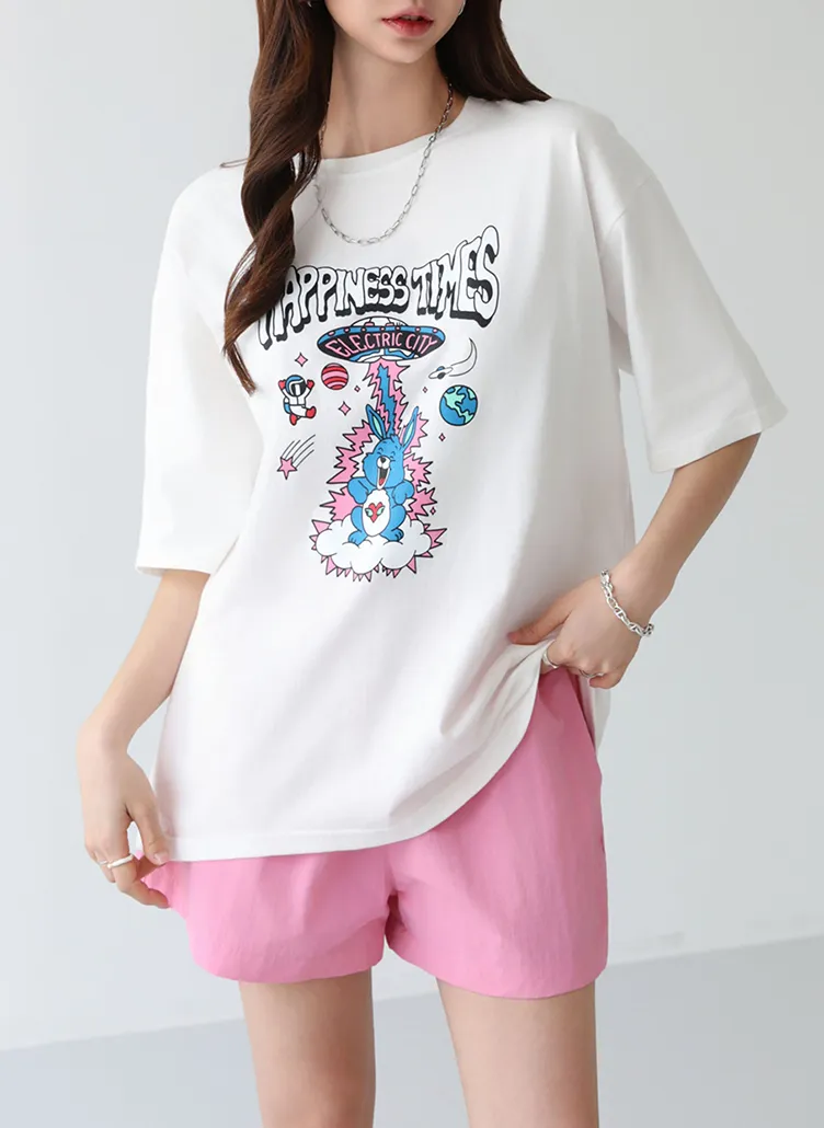 コットン半袖オーバーサイズラウンドネックプリントTシャツ | pippin | 詳細画像1