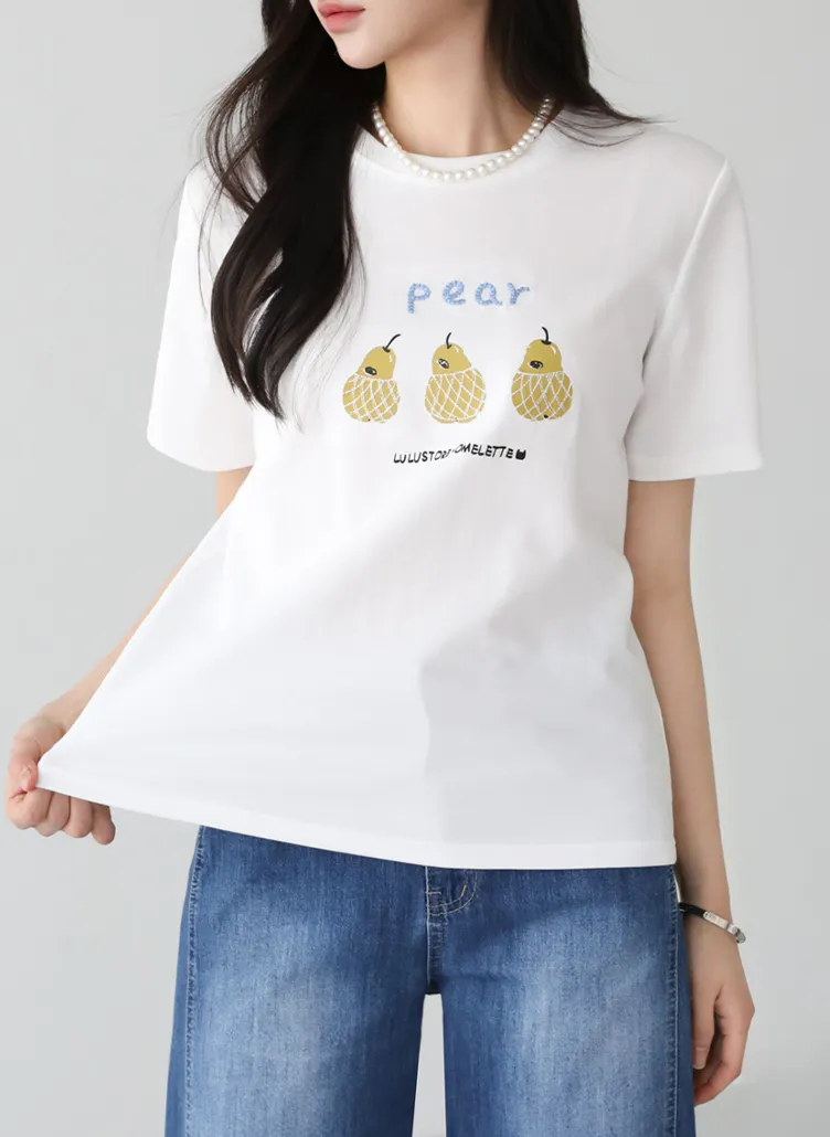ストレッチラウンドネックスリム半袖プリントTシャツ | pippin | 詳細画像1