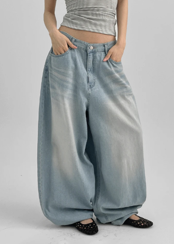 DIESEL 5ポケット D ベルティ S ウォッシング デニム パンツ ワイドバルーンウォッシングデニムパンツ | レディース