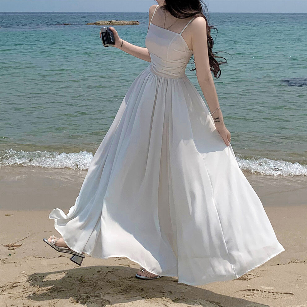 プリーツロング夏ワンピースキャミワンピース | レディース