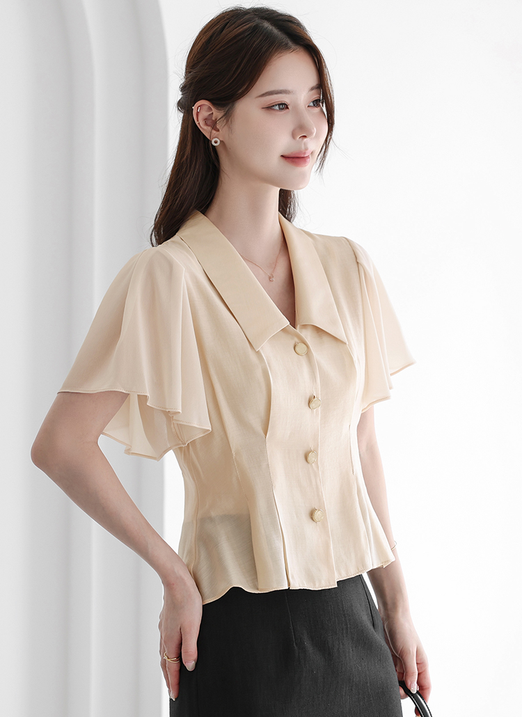 Glücklich_16317様　新品未使用boutique310 パフスリーブ シフォンカラーパフスリーブベルスリーブ半袖ツータックブラウス