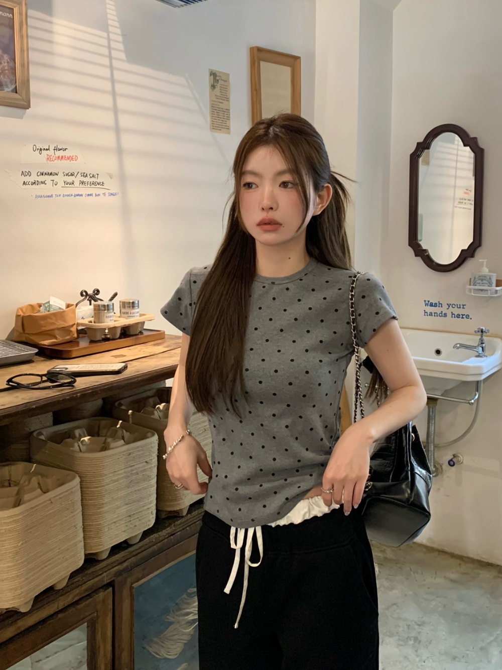ラウンドネック半袖ドットTシャツ | 詳細画像18