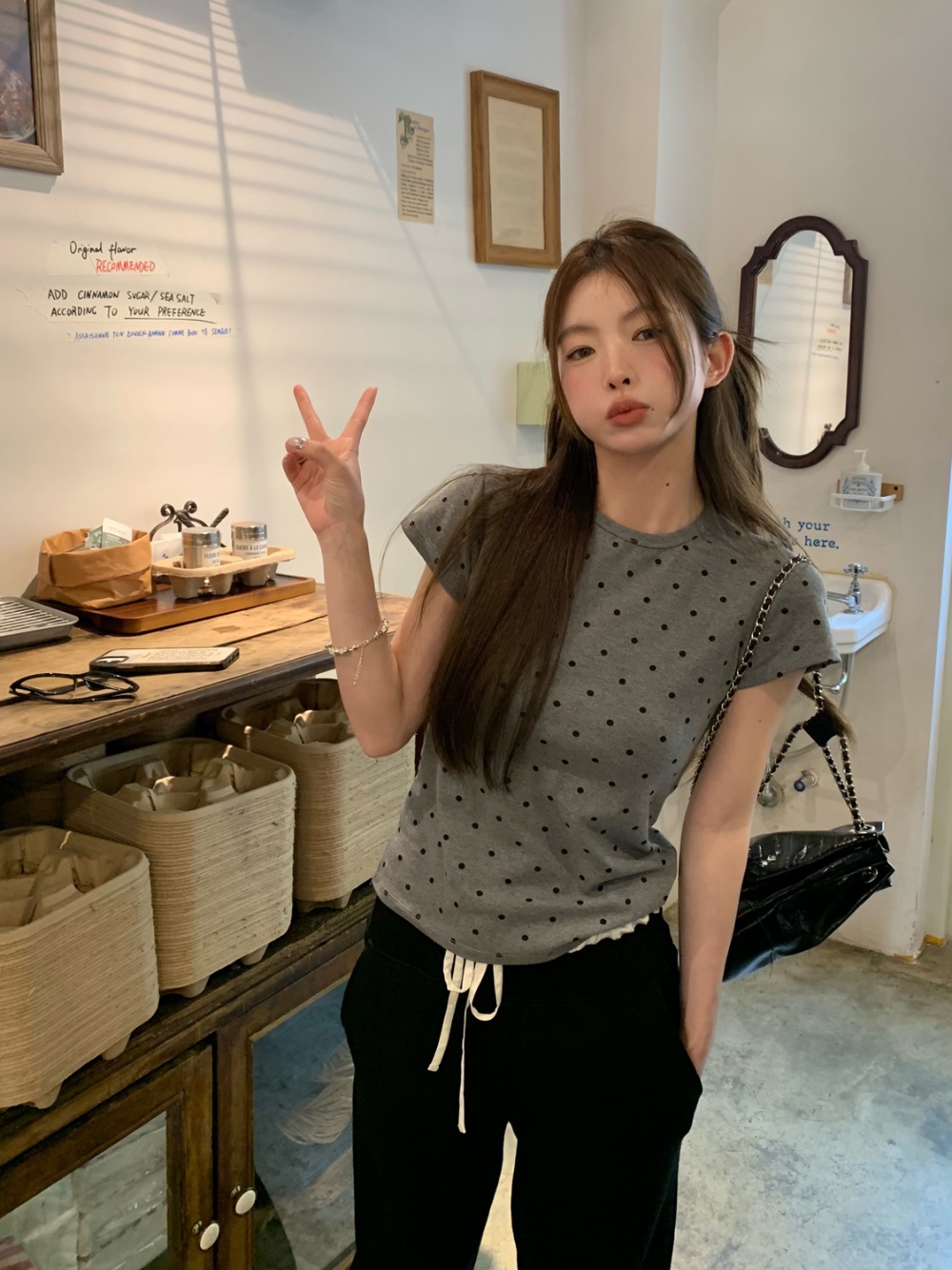 ラウンドネック半袖ドットTシャツ | 詳細画像19