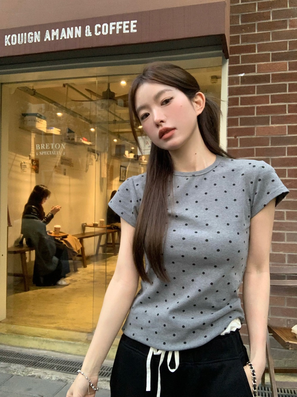 ラウンドネック半袖ドットTシャツ | 詳細画像25