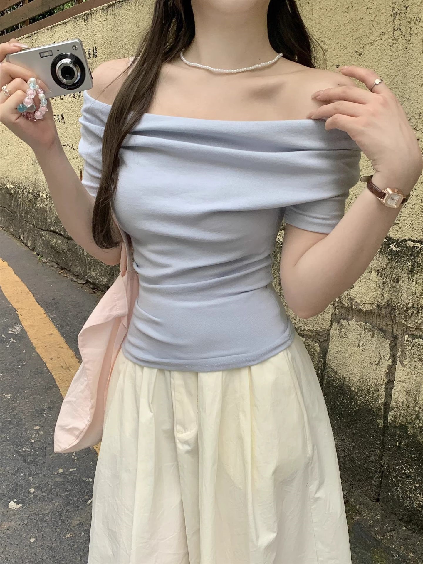 ドレープオフショルダー半袖Tシャツ | 詳細画像10