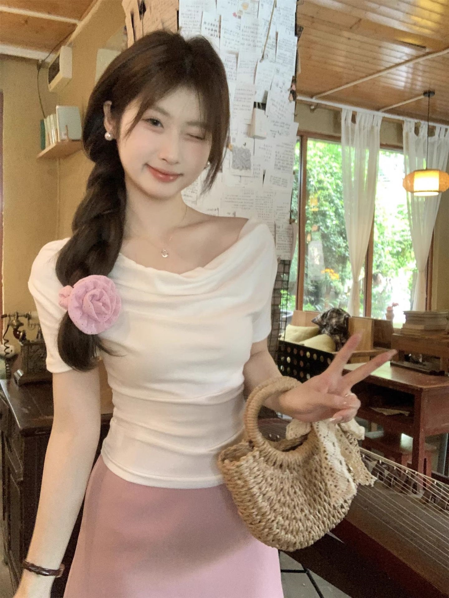 ドレープオフショルダー半袖Tシャツ | 詳細画像13