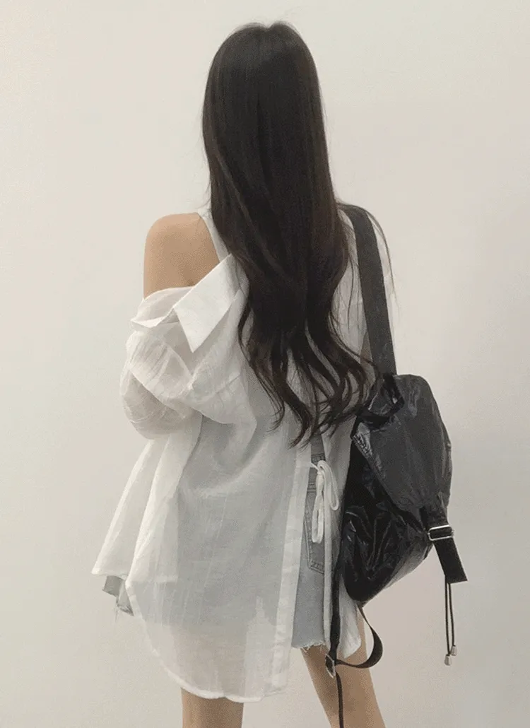 バックリボンカラーパステルシャツ | withhuilin | 詳細画像1