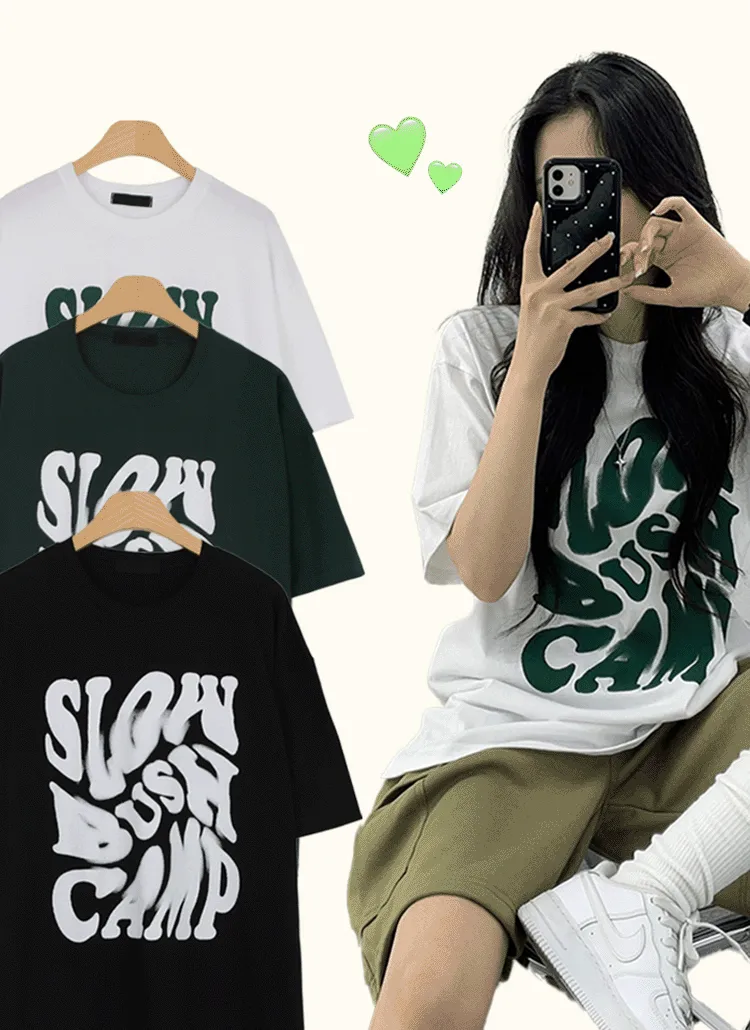 ラウンドネックオーバーサイズ半袖プリントTシャツ | withhuilin | 詳細画像1