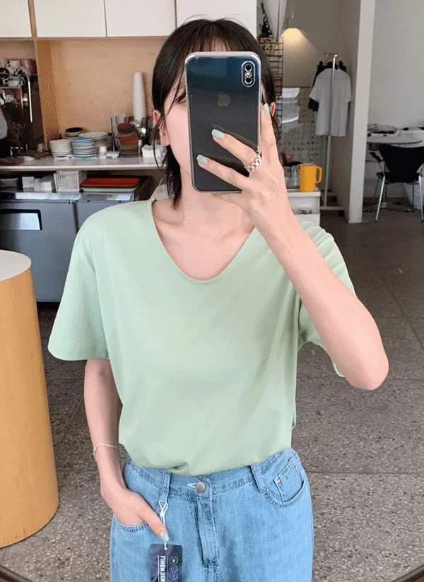 半袖UネックラインTシャツ | 66girls | 詳細画像1