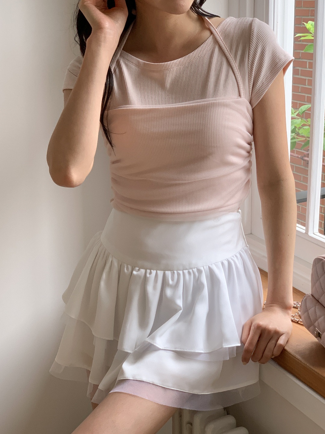 ホルターネックスリムレイヤード風半袖Tシャツ | 詳細画像9