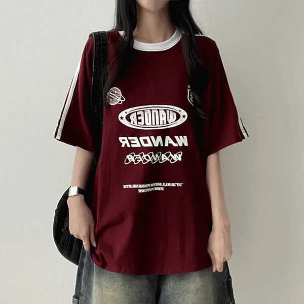 オーバーサイズ半袖トラックラウンドネックTシャツ | hijjoo | 詳細画像1
