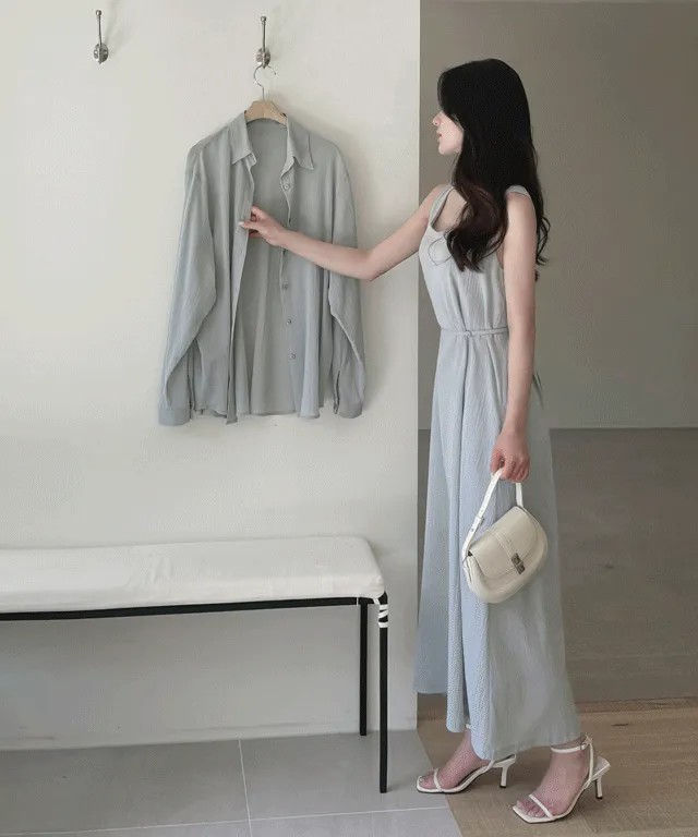 ストラップ付ロングルーズアンサンブルブラウスキャミワンピース | baddiary | 詳細画像1