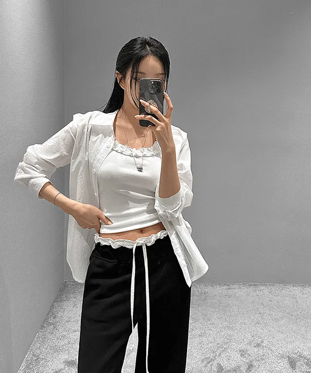 クールシースルー長袖ルーズシャツ | vivnluv | 詳細画像1