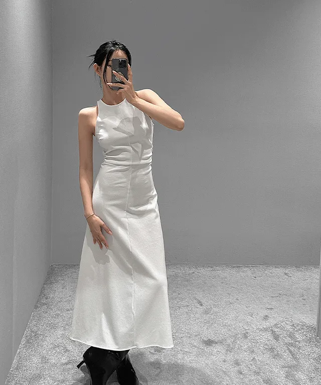 ロングギャザースリムノースリワンピース | vivnluv | 詳細画像1