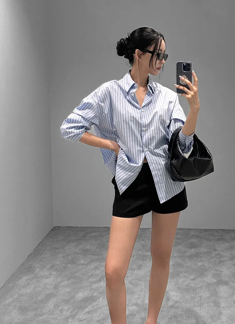 ルーズストライプシャツ | vivnluv | 詳細画像1