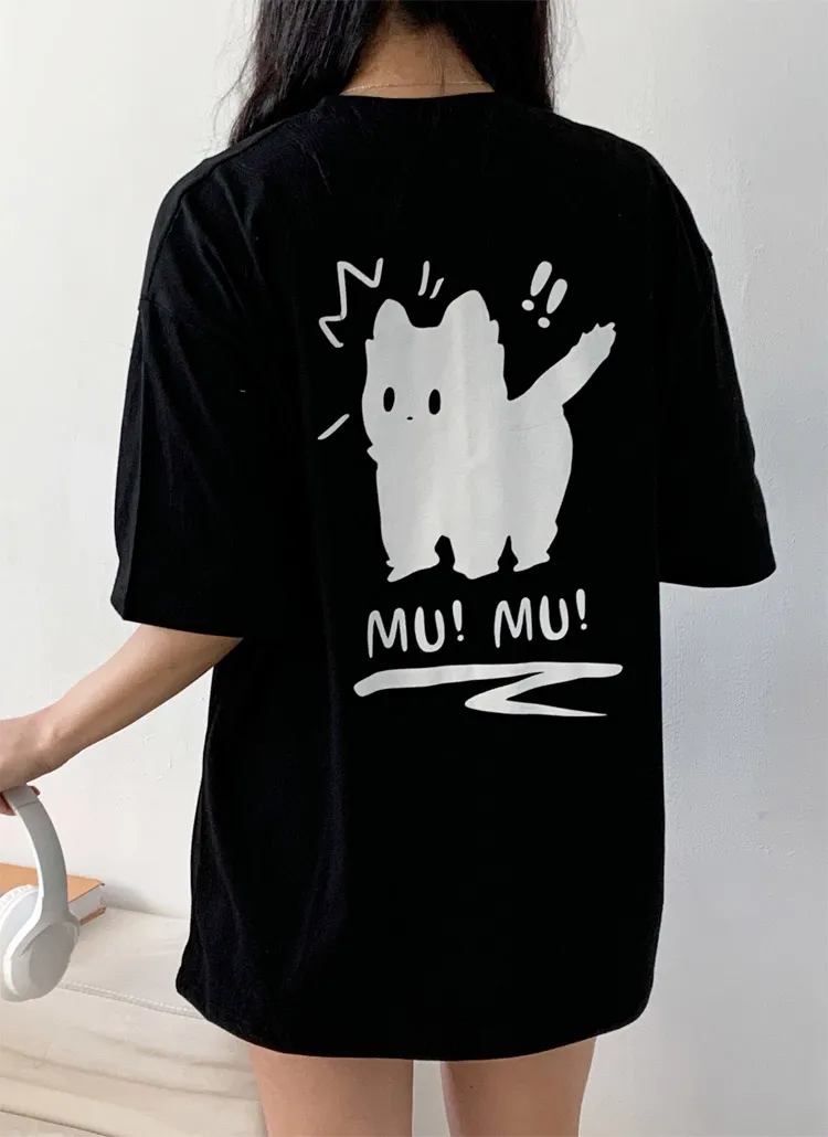 ラウンドネックボクシー半袖プリントTシャツ | 詳細画像1