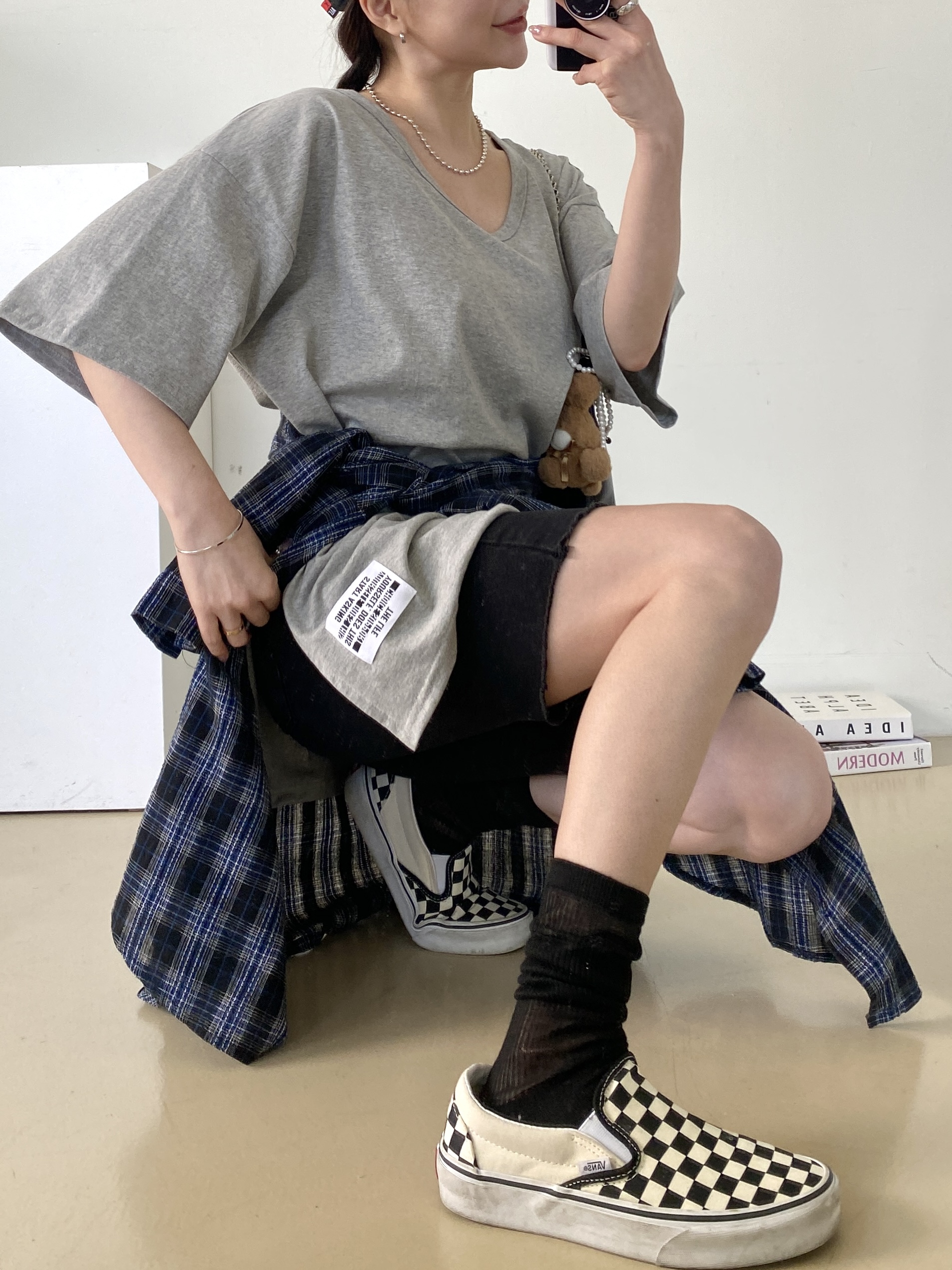 VネックスリットIラインルーズ半袖Tシャツ | 詳細画像5