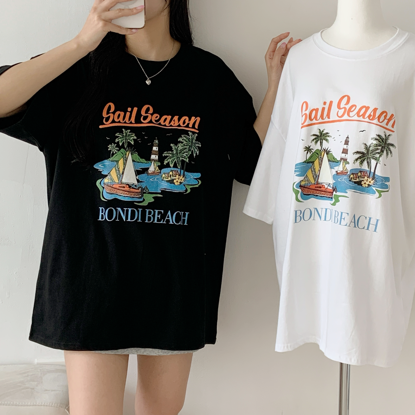 ラウンドネックボクシー半袖プリントTシャツ | 詳細画像2
