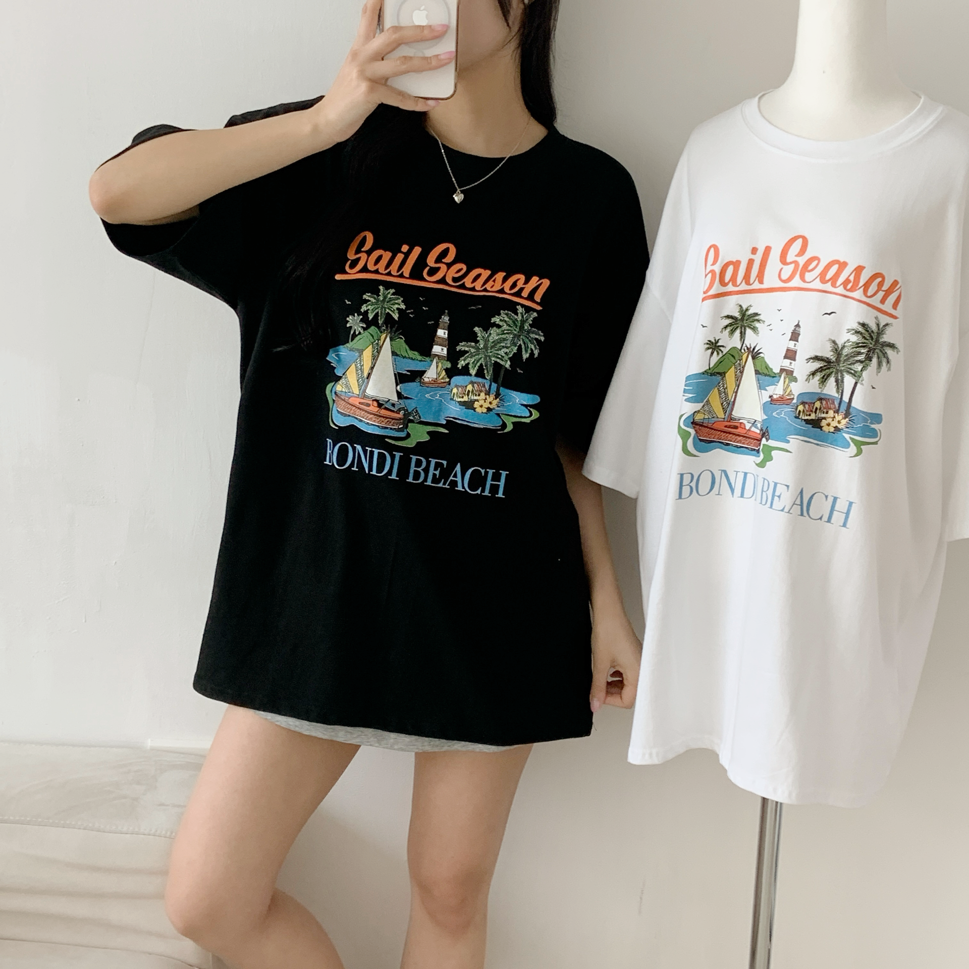 ラウンドネックボクシー半袖プリントTシャツ | 詳細画像3