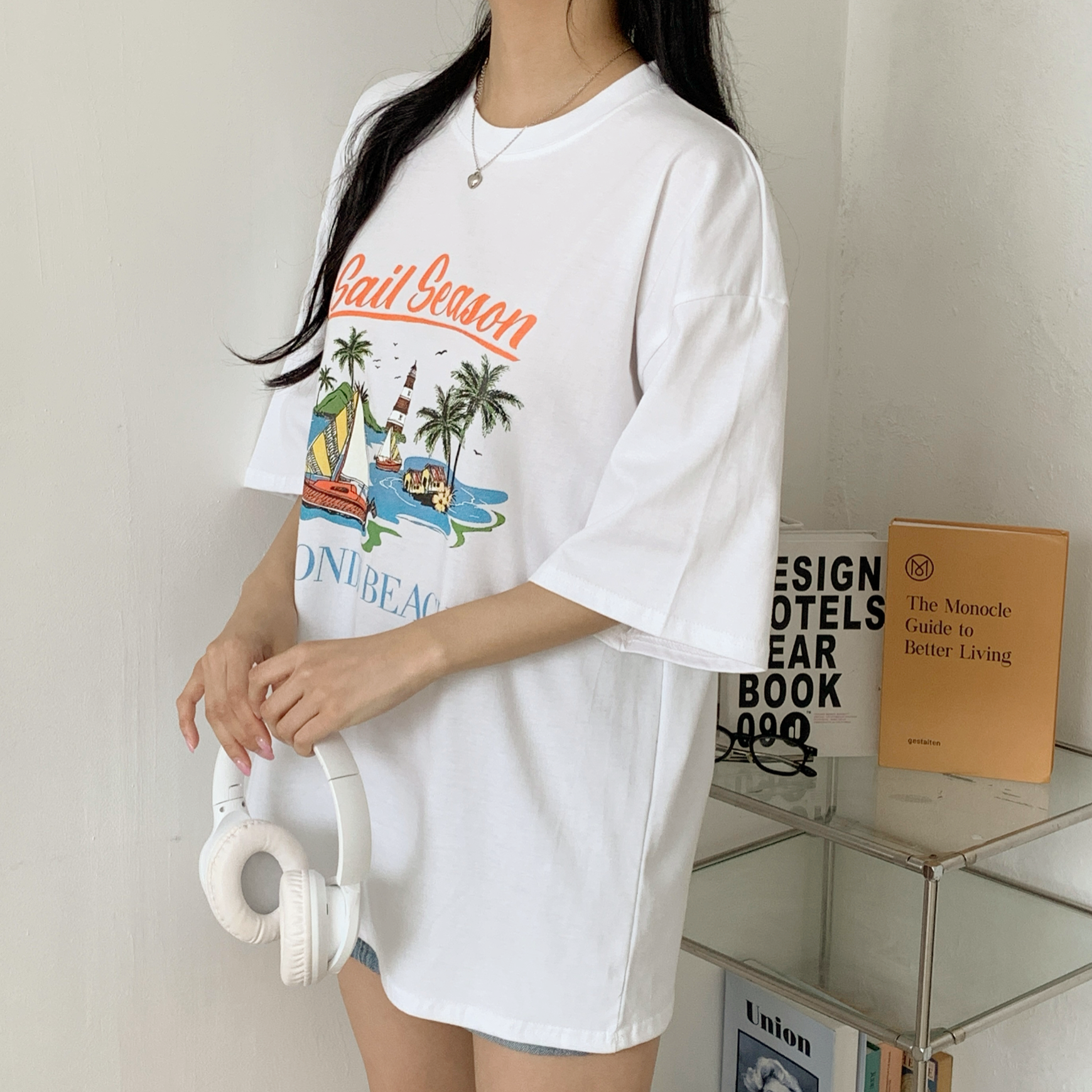 ラウンドネックボクシー半袖プリントTシャツ | 詳細画像4