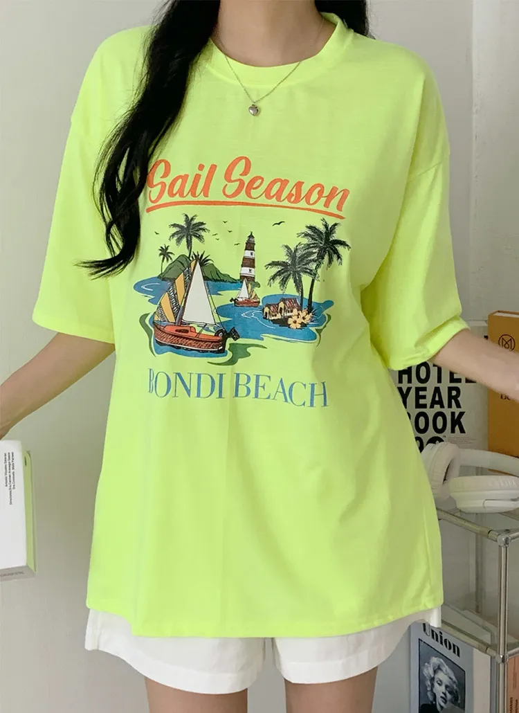 ラウンドネックボクシー半袖プリントTシャツ | 詳細画像1