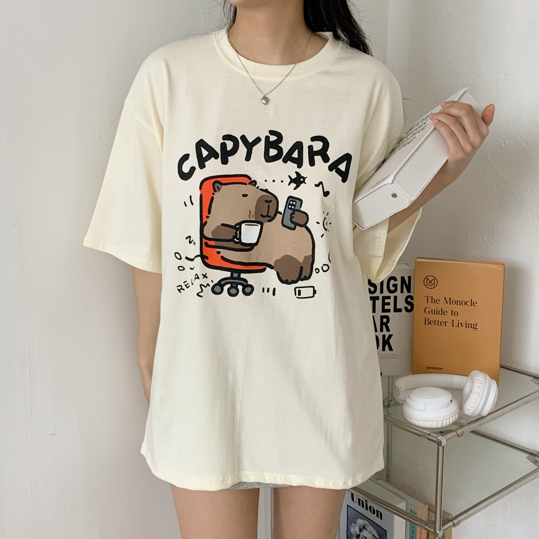 ラウンドネックボクシー半袖プリントTシャツ | 詳細画像2