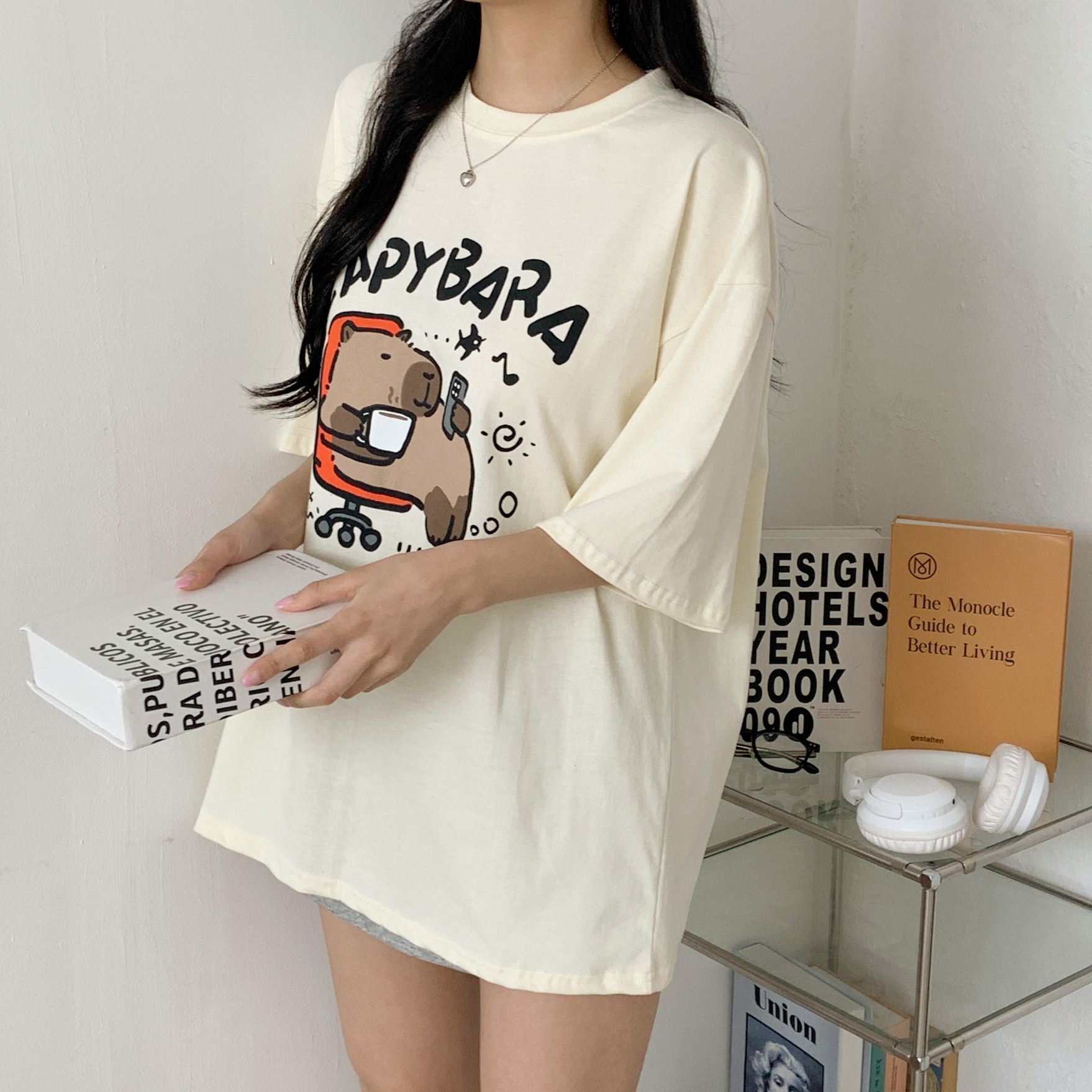 ラウンドネックボクシー半袖プリントTシャツ | 詳細画像3