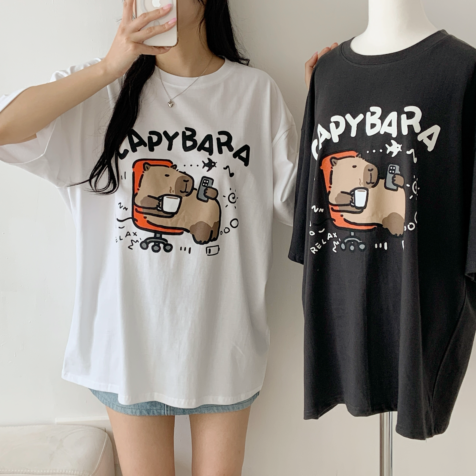 ラウンドネックボクシー半袖プリントTシャツ | 詳細画像4
