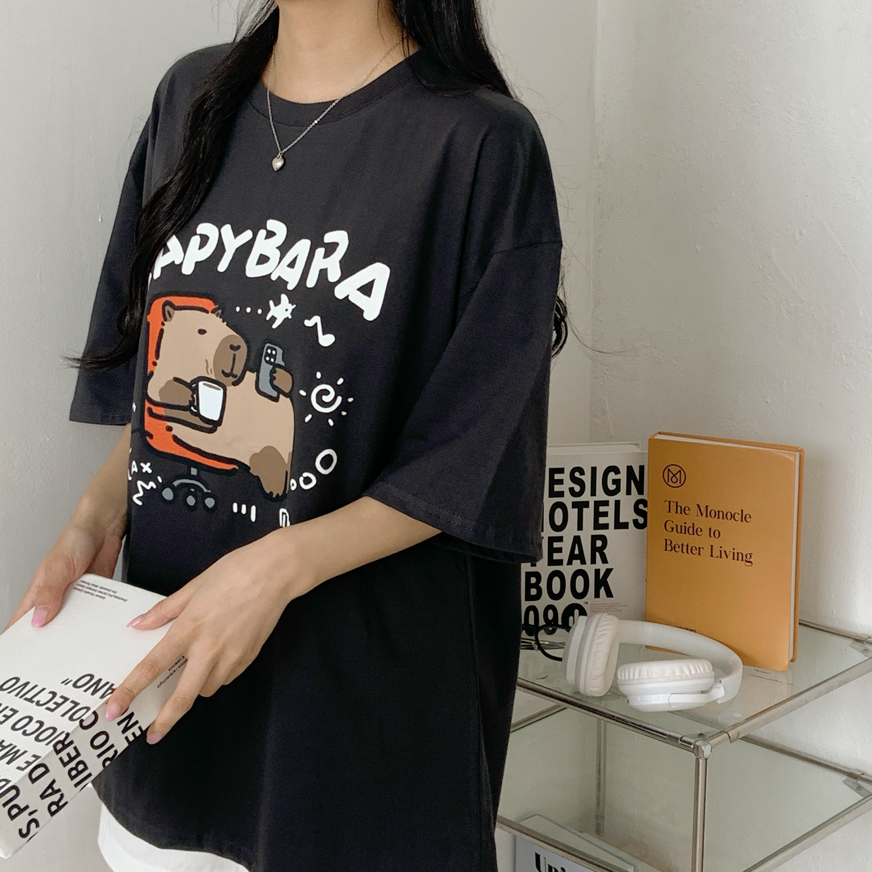 ラウンドネックボクシー半袖プリントTシャツ | 詳細画像6