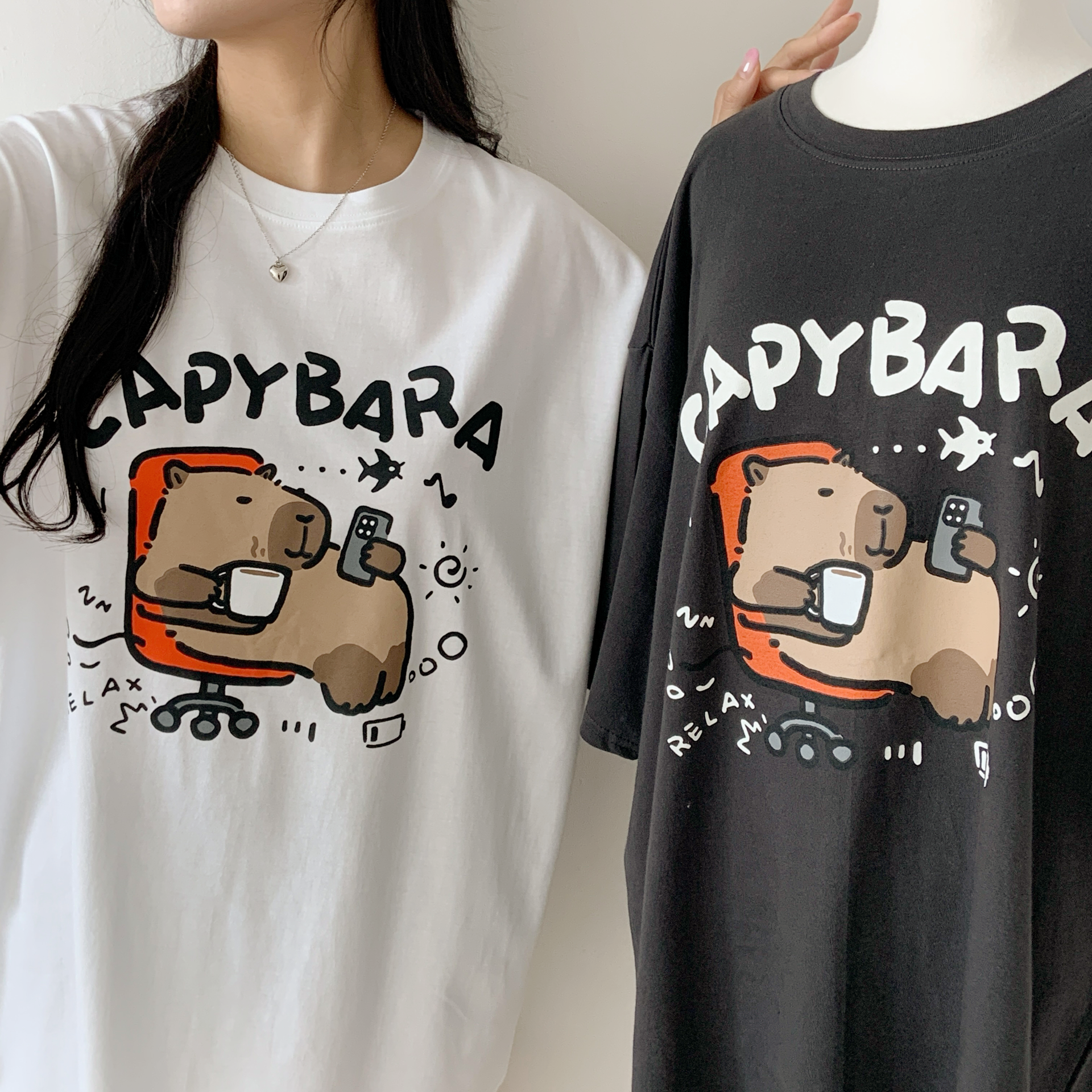 ラウンドネックボクシー半袖プリントTシャツ | 詳細画像5