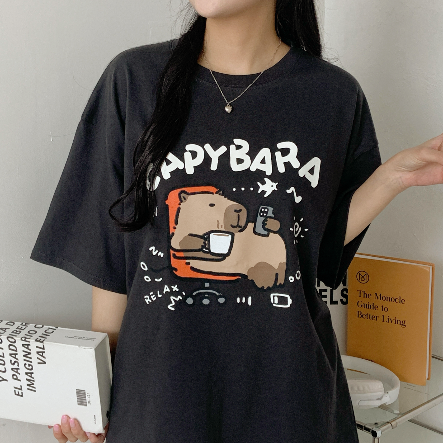 ラウンドネックボクシー半袖プリントTシャツ | 詳細画像7