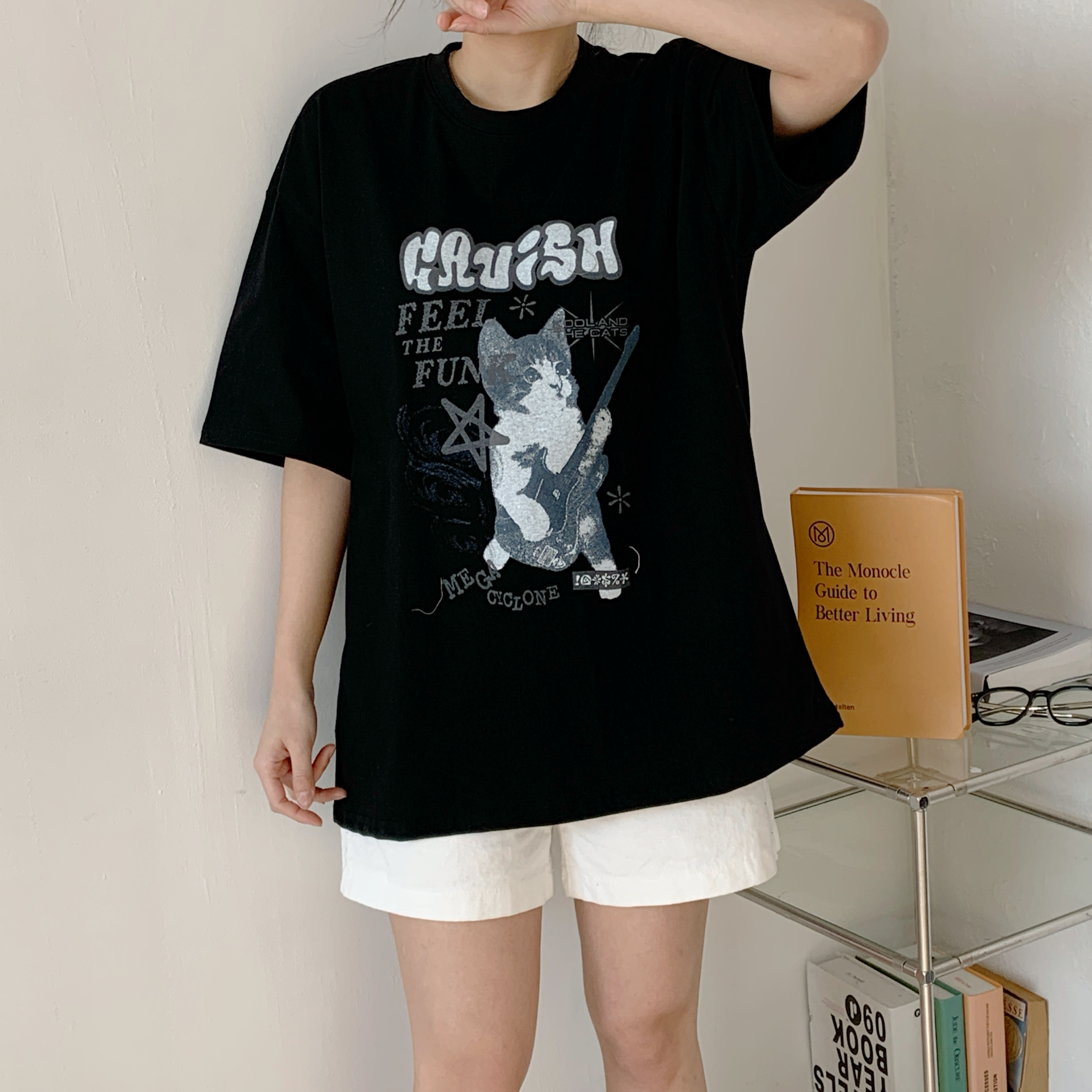 ラウンドネックボクシー半袖プリントカラーTシャツ | 詳細画像2