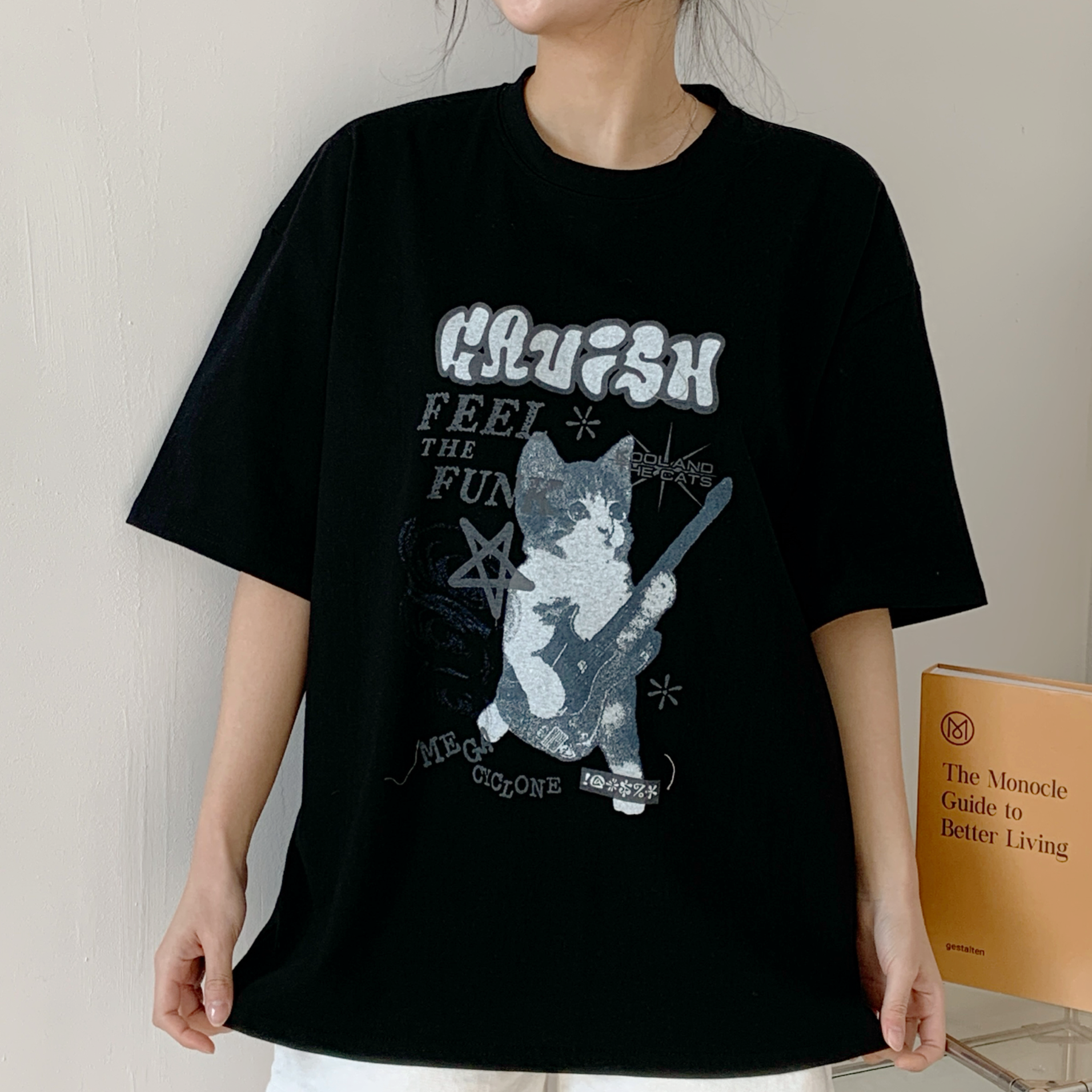 ラウンドネックボクシー半袖プリントカラーTシャツ | 詳細画像3