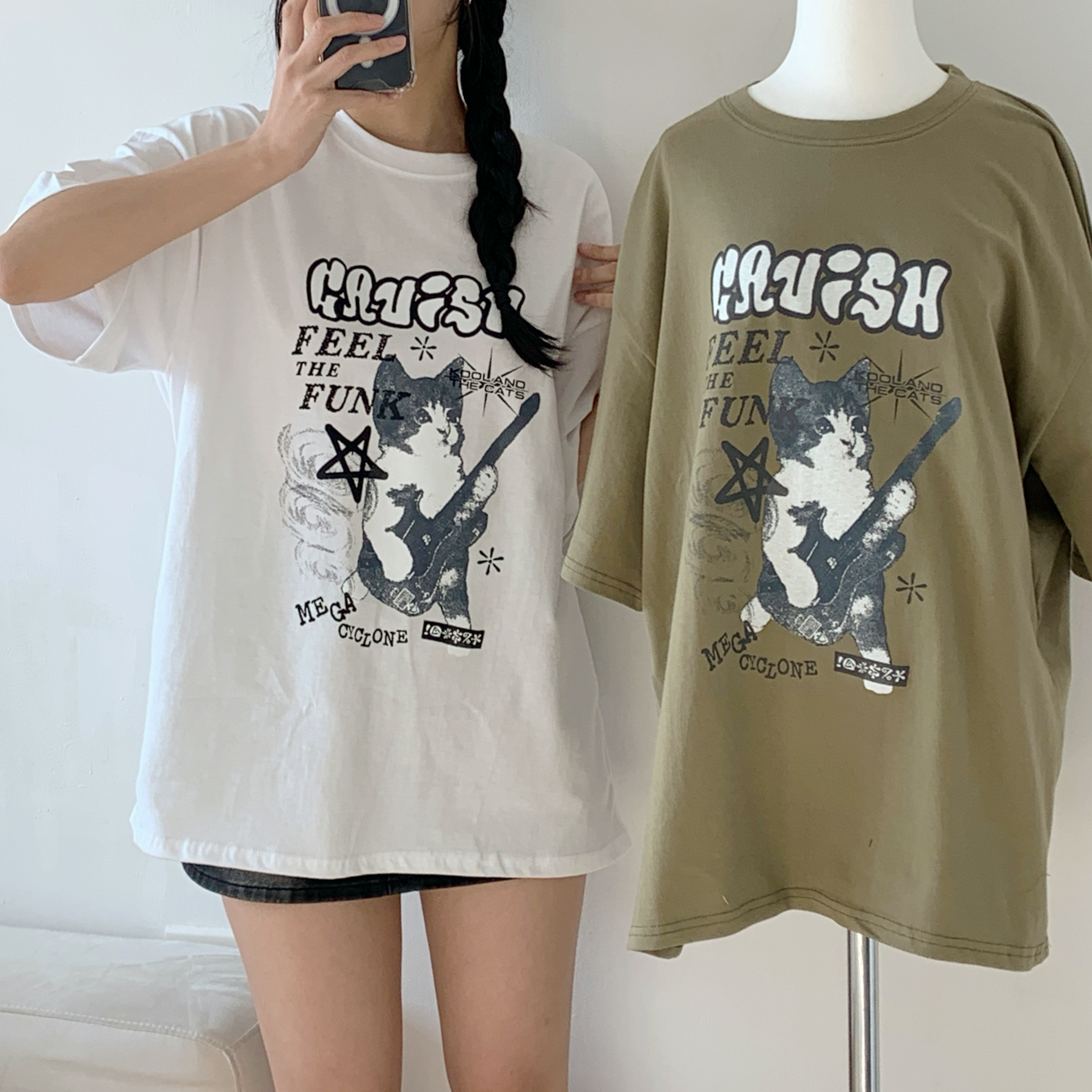 ラウンドネックボクシー半袖プリントカラーTシャツ | 詳細画像7