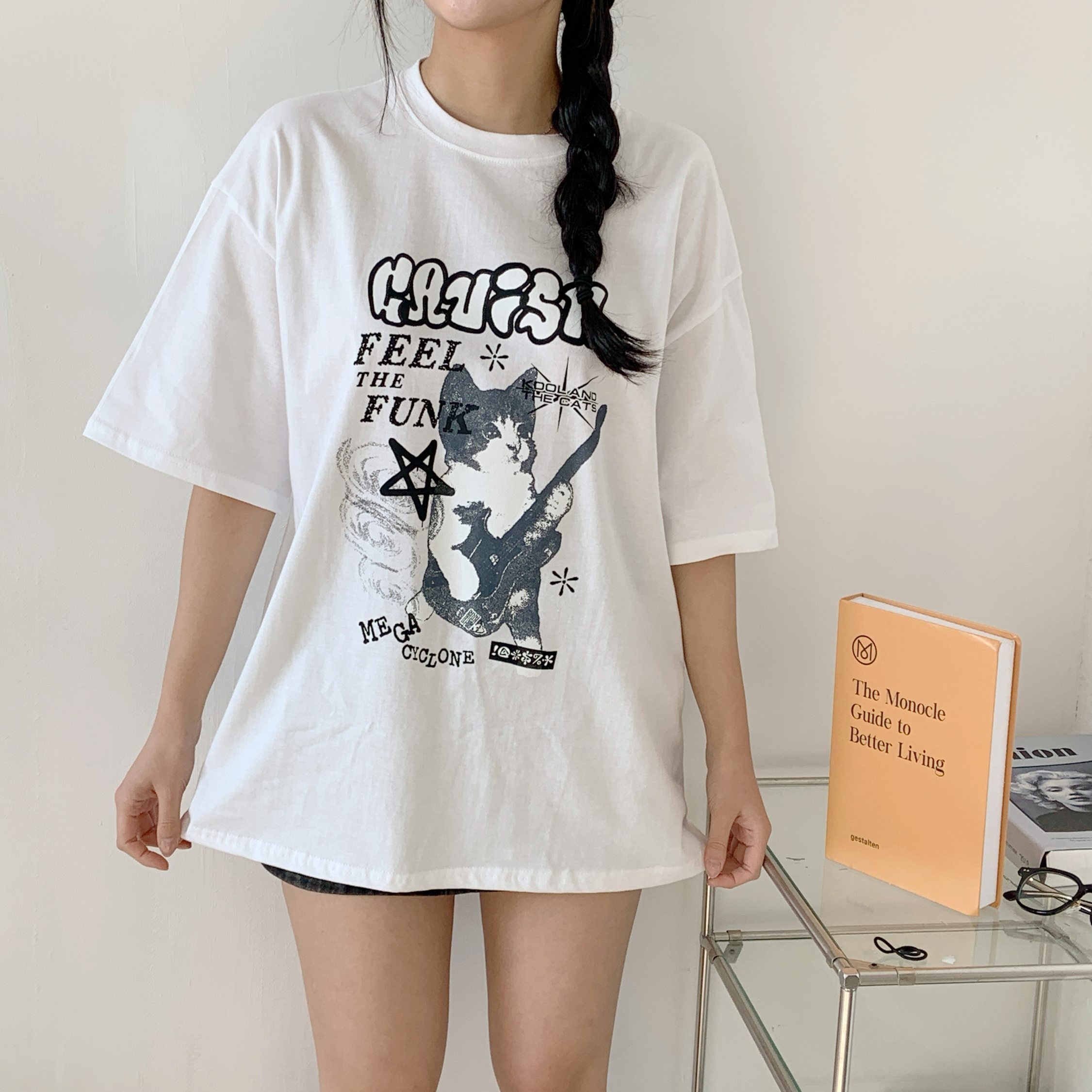 ラウンドネックボクシー半袖プリントカラーTシャツ | 詳細画像5