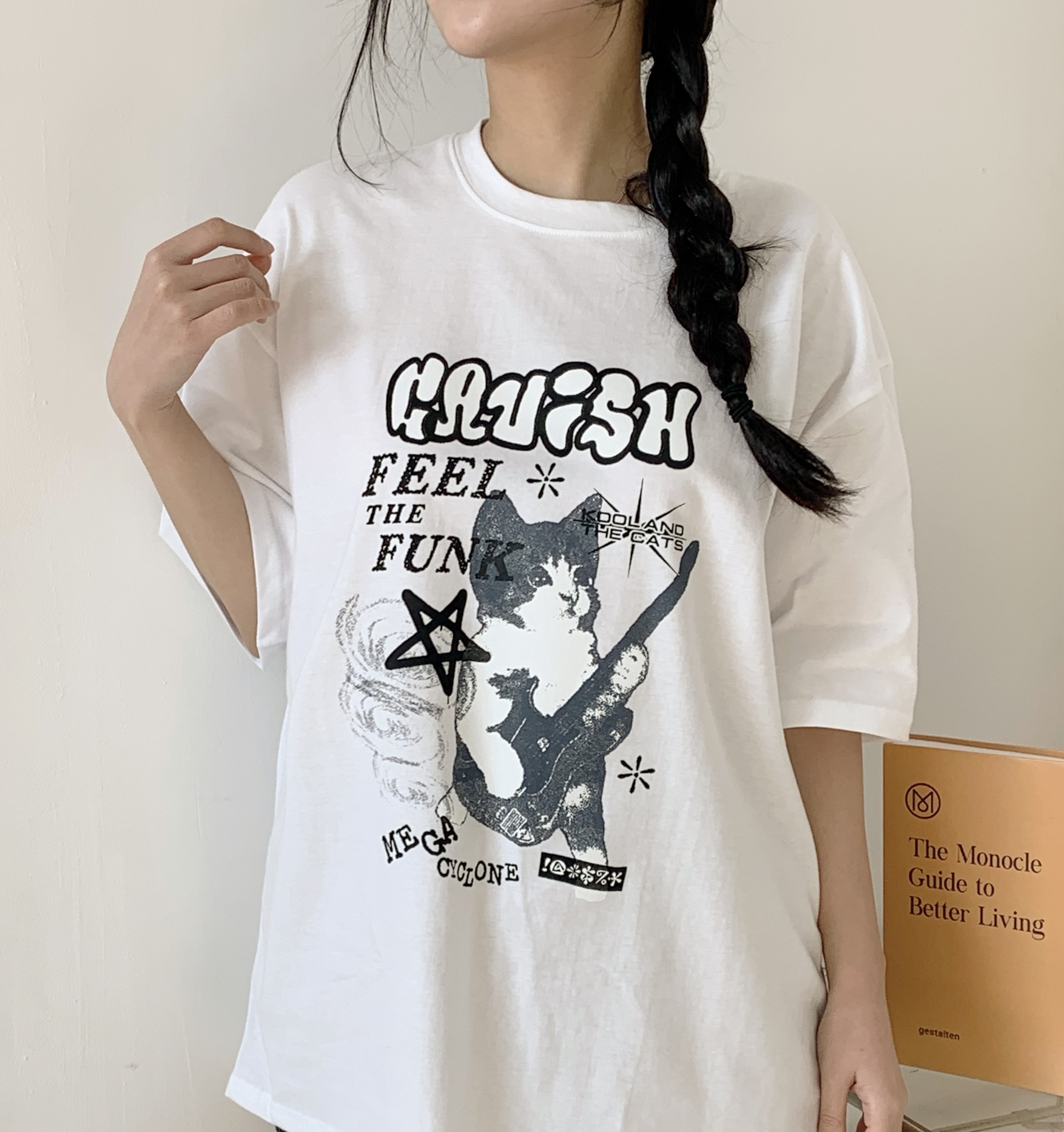 ラウンドネックボクシー半袖プリントカラーTシャツ | 詳細画像4