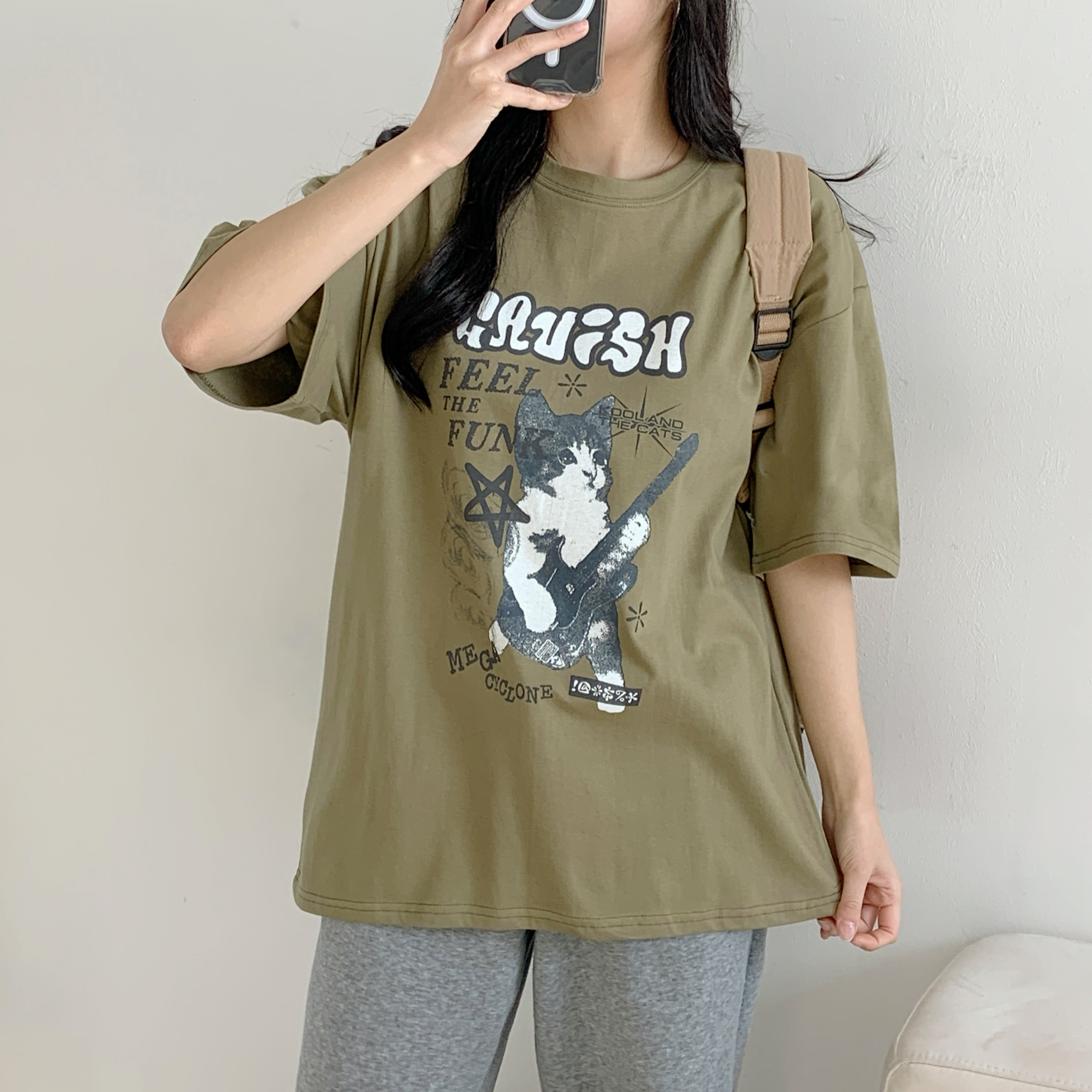 ラウンドネックボクシー半袖プリントカラーTシャツ | 詳細画像8