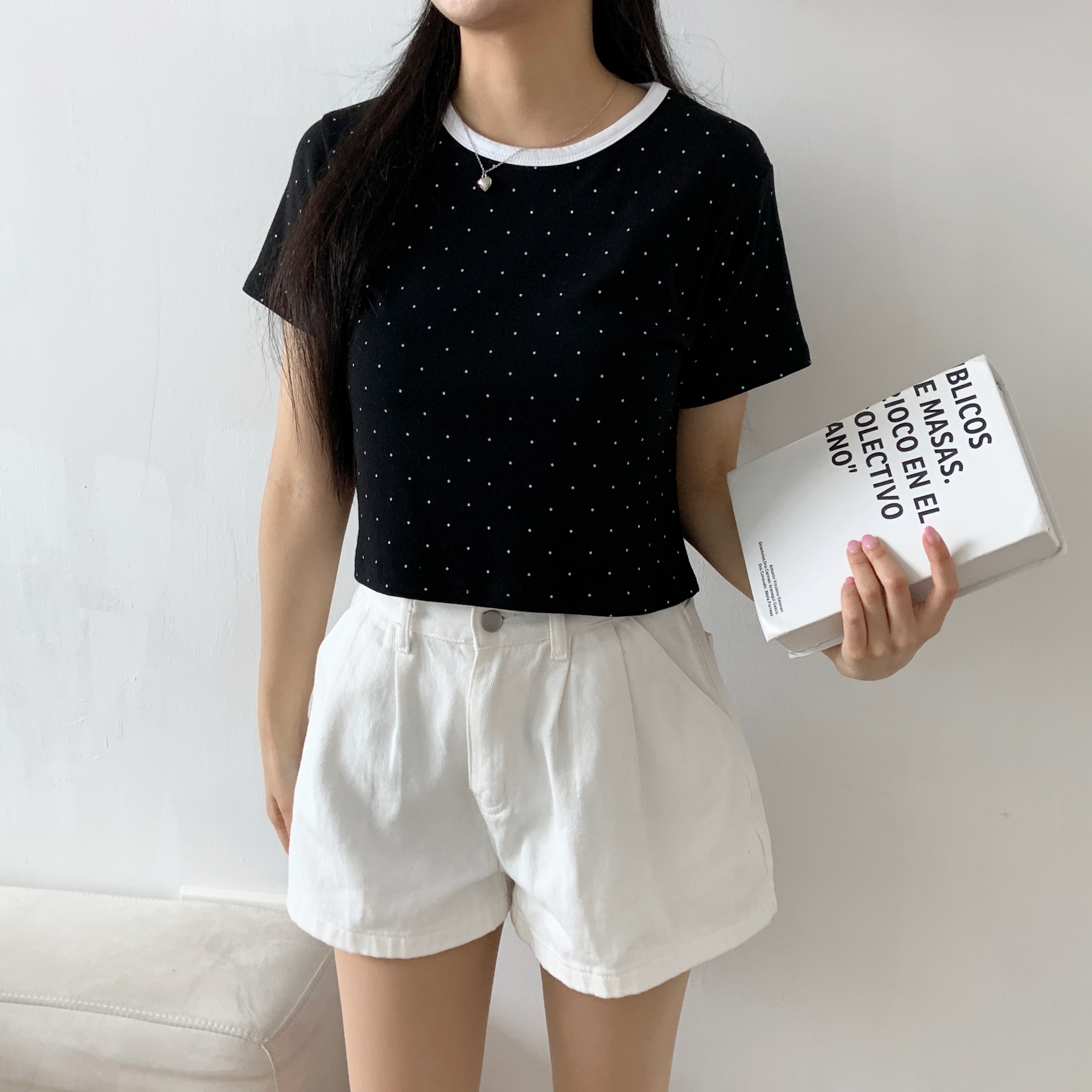 クロップド半袖ドット配色Tシャツ | 詳細画像5