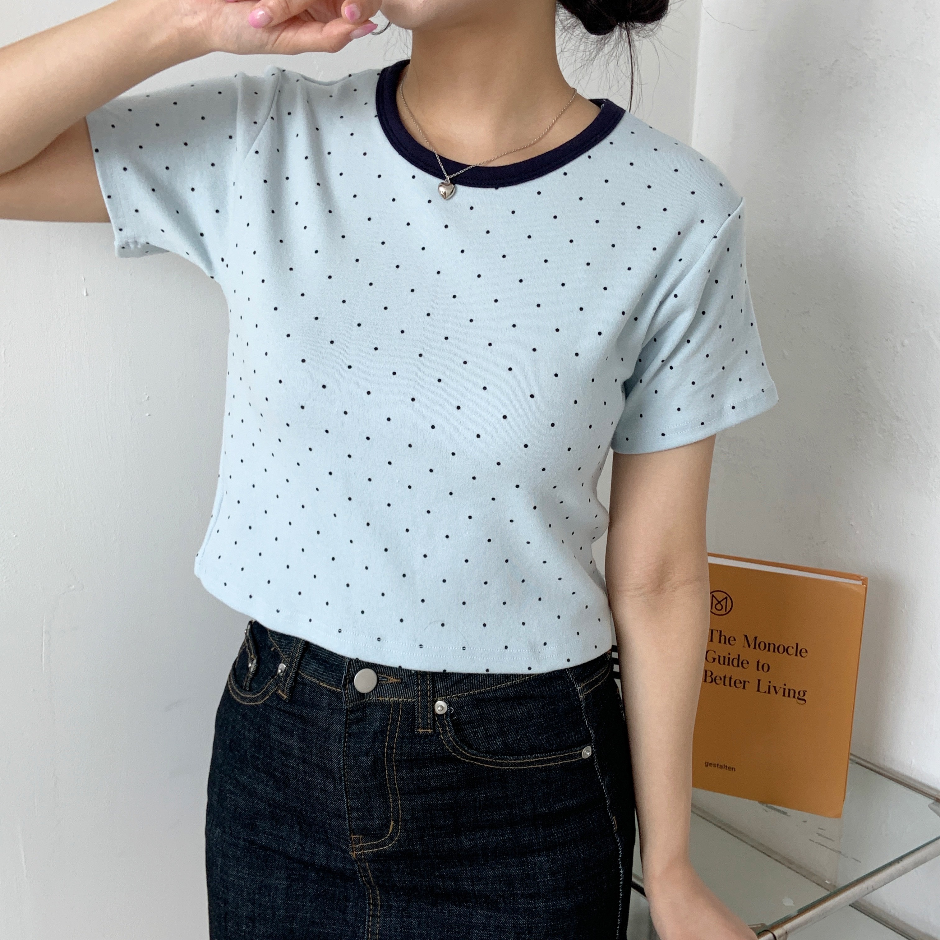 クロップド半袖ドット配色Tシャツ | 詳細画像11