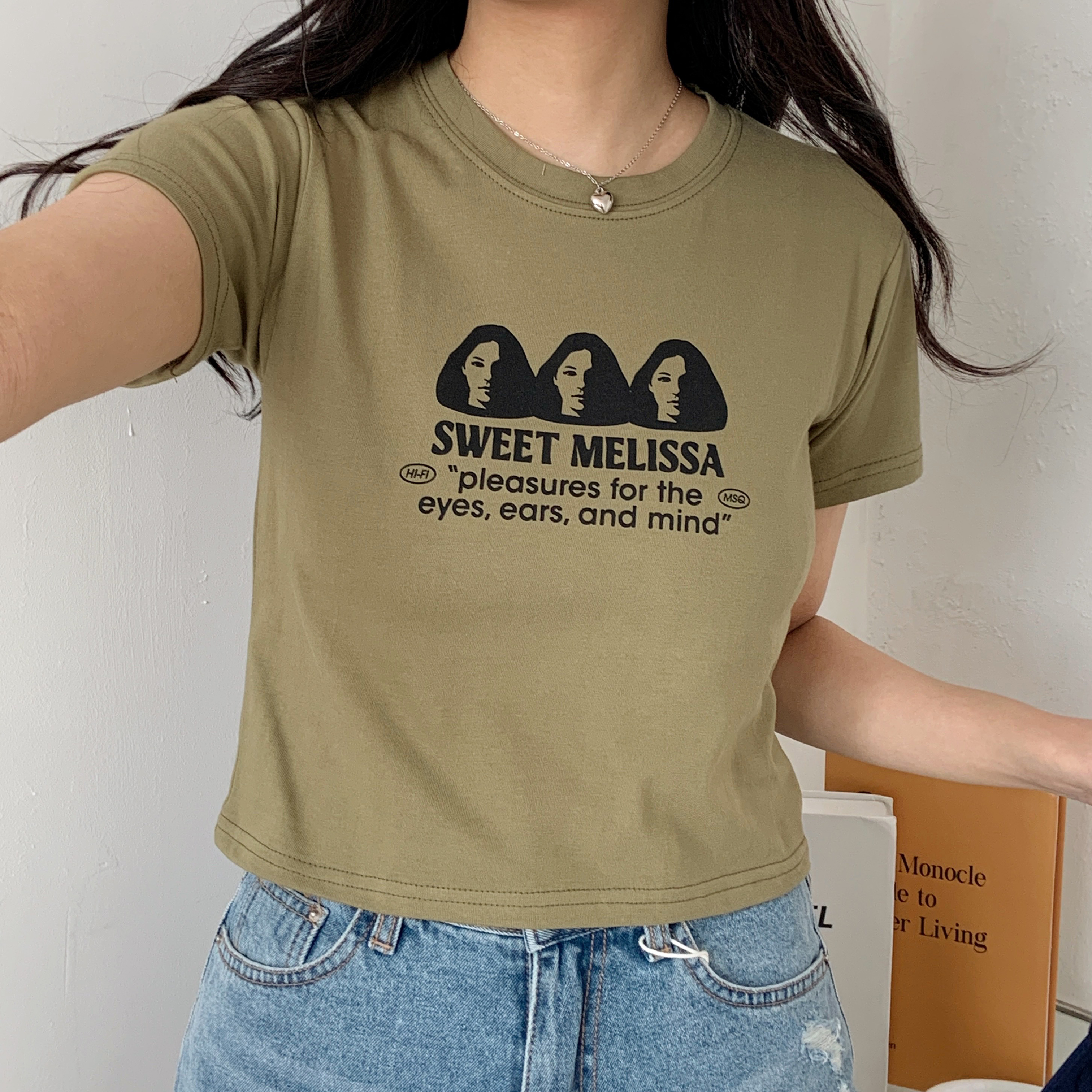 ラウンドネッククロップド半袖プリントTシャツ | 詳細画像6