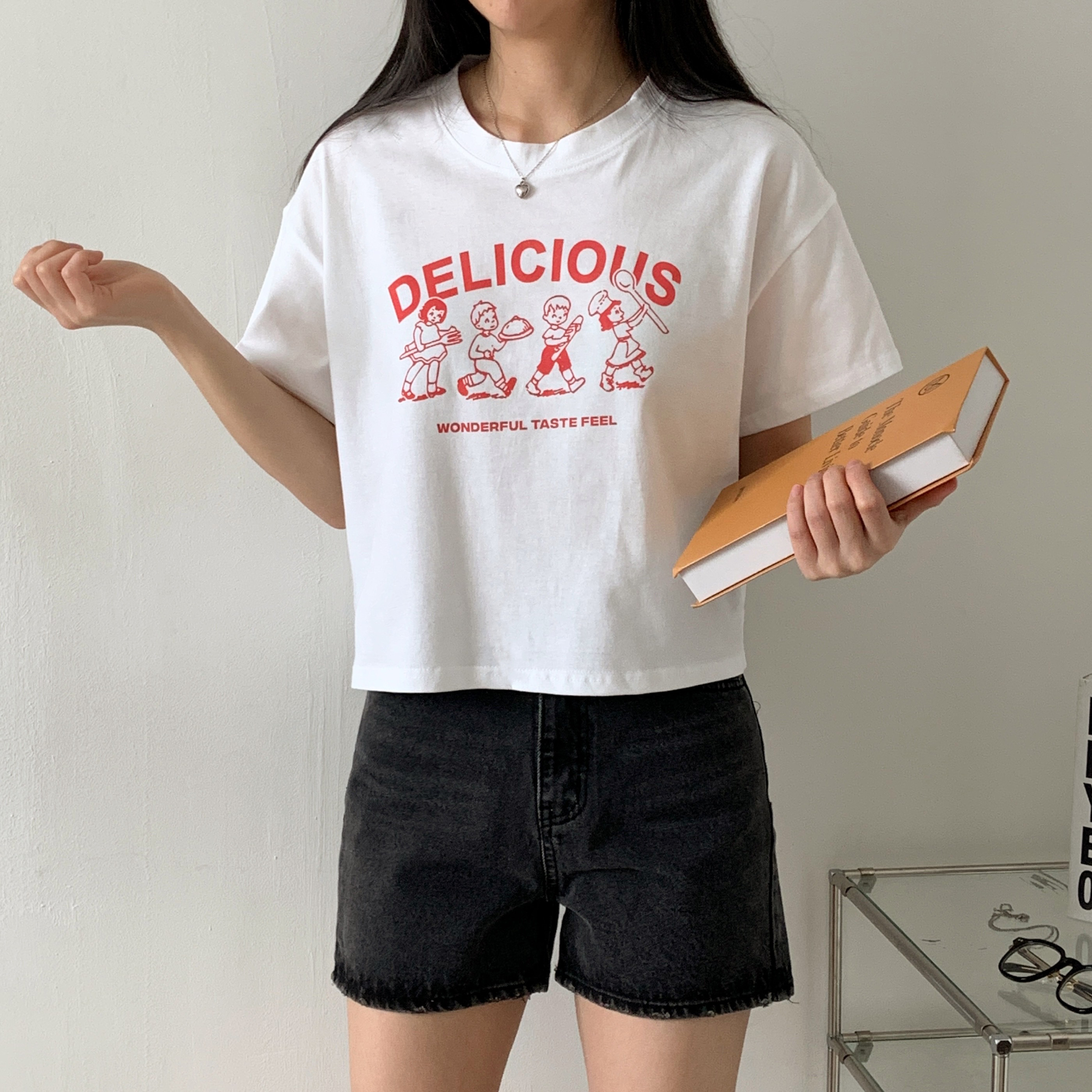 ラウンドネッククロップドプリントTシャツ | 詳細画像5