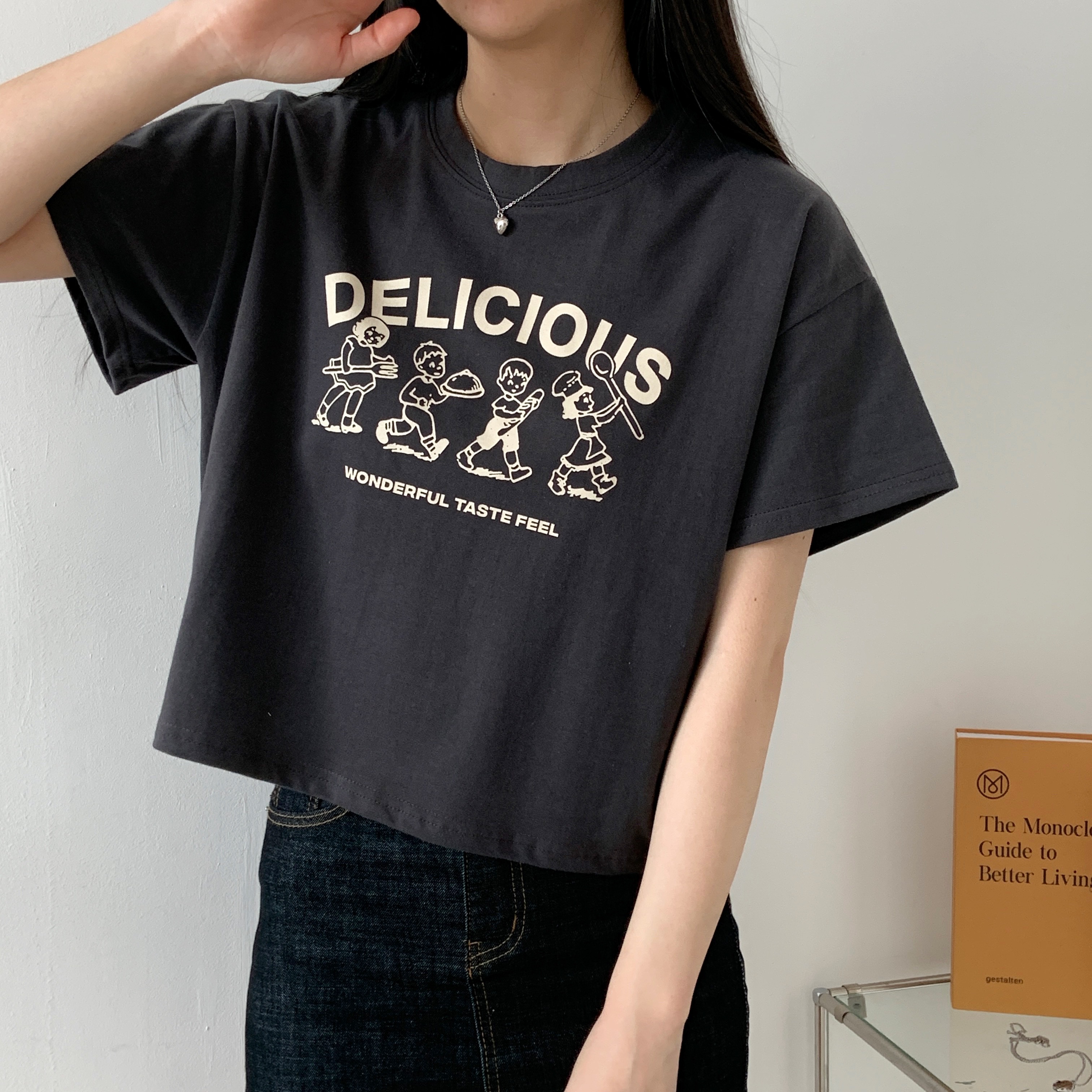 ラウンドネッククロップドプリントTシャツ | 詳細画像6