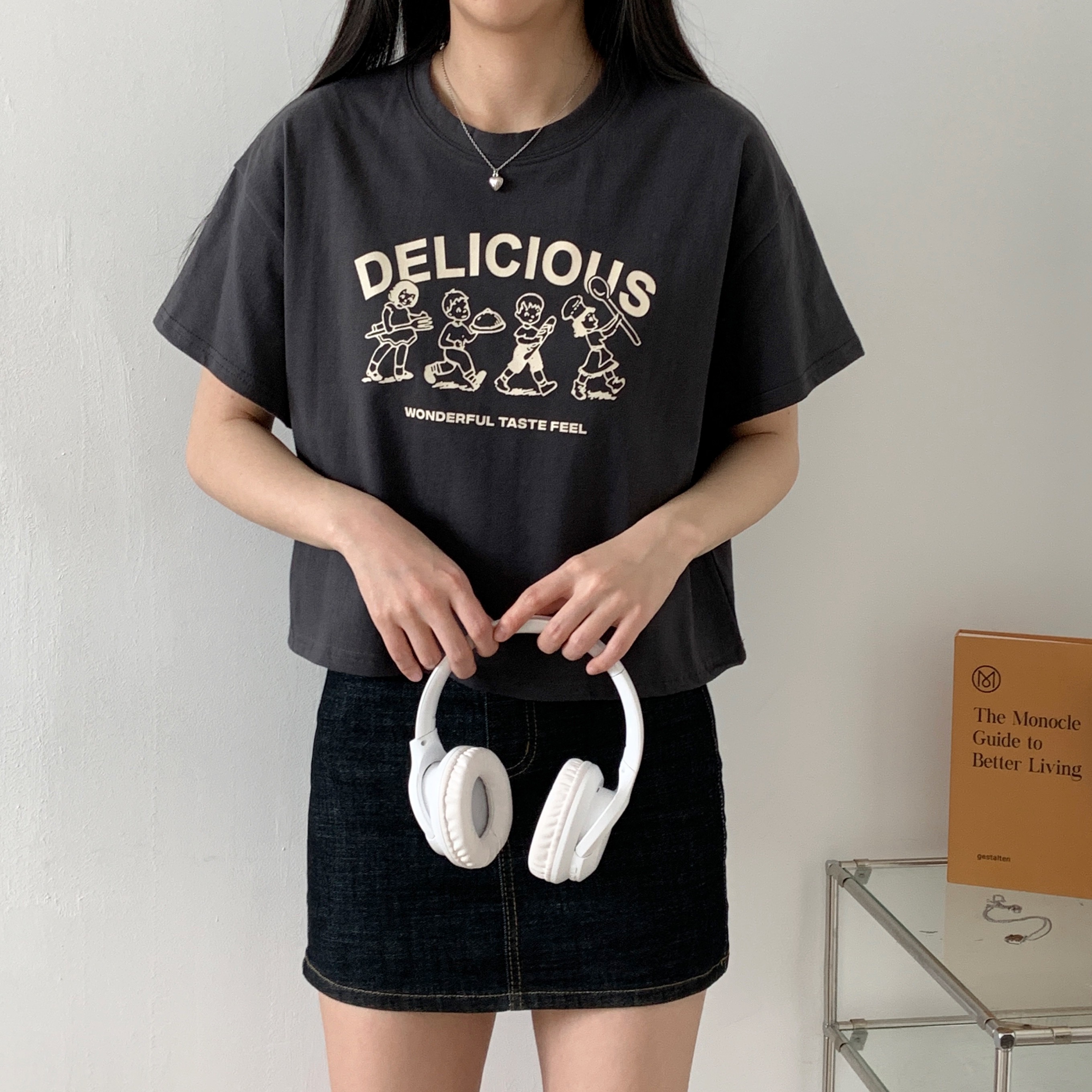 ラウンドネッククロップドプリントTシャツ | 詳細画像7