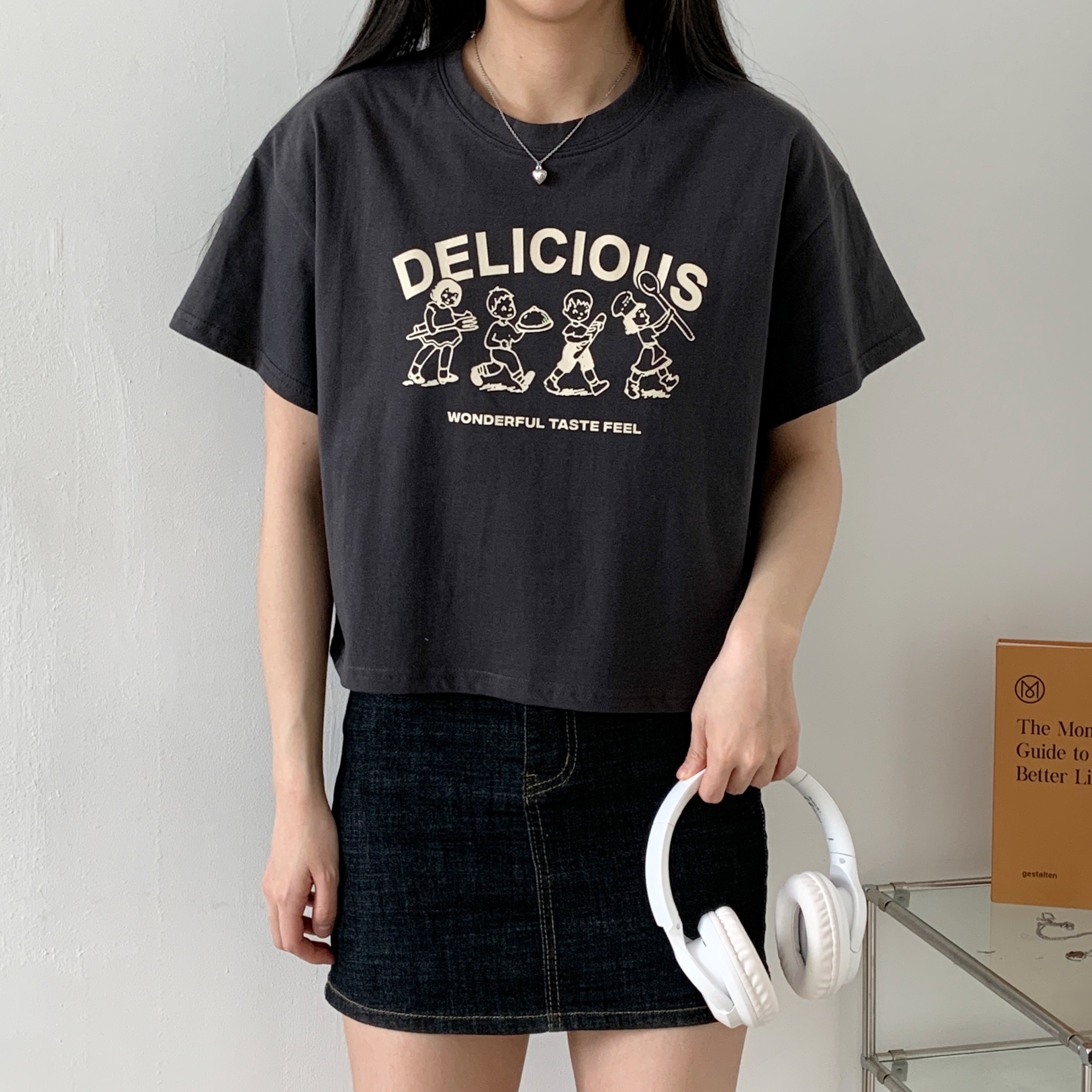 ラウンドネッククロップドプリントTシャツ | 詳細画像8