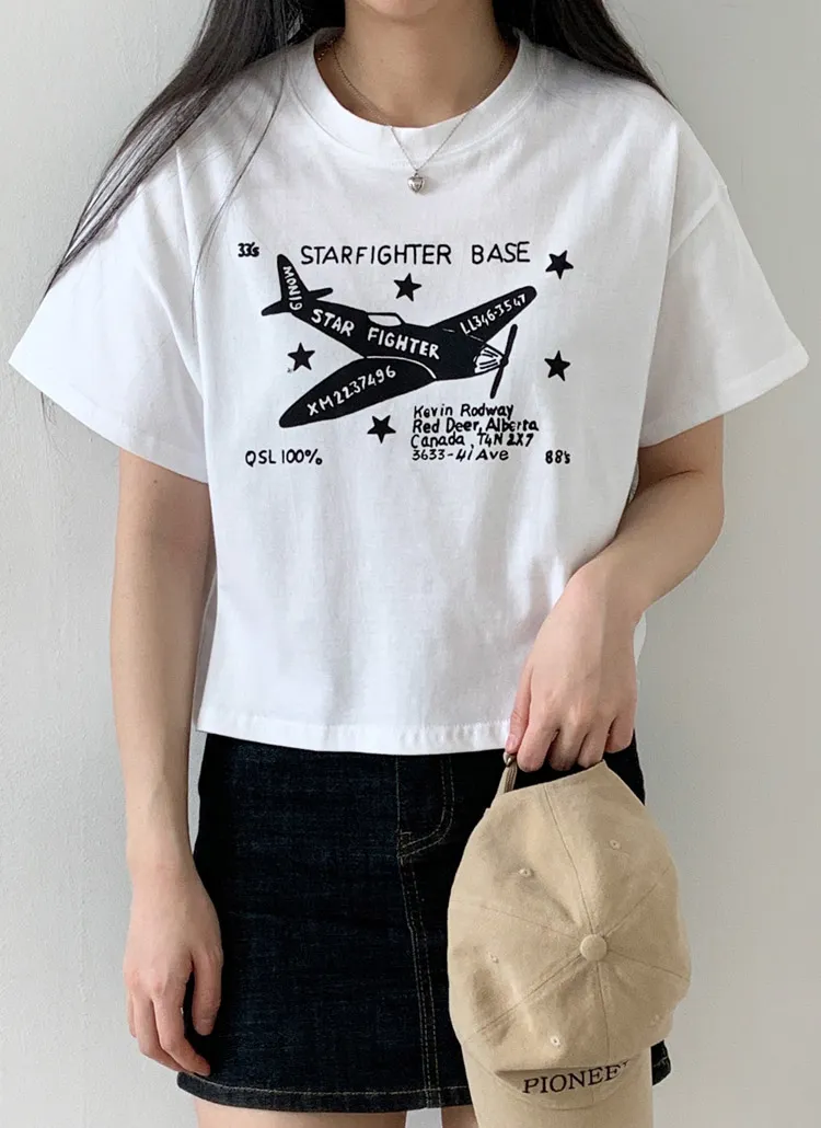 クロップド半袖プリントTシャツ | 詳細画像1