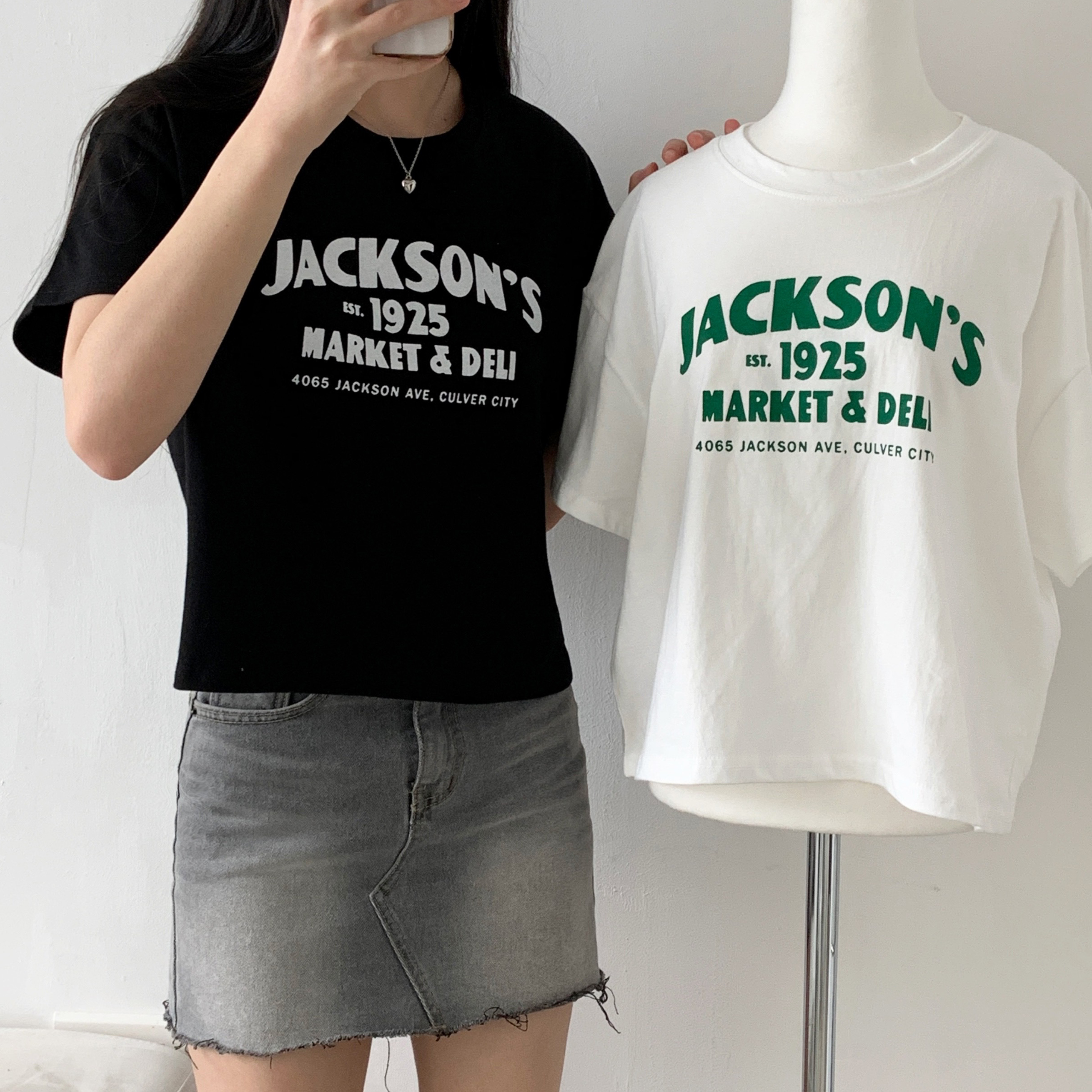 ラウンドネッククロップド半袖レタリングTシャツ | 詳細画像2